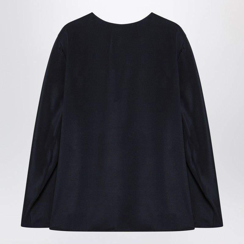 Max Mara Max Mara Midnight Blue Silk-Blend Blouse Size M / US 6-8 / IT 42-44 - 2 Thumbnail