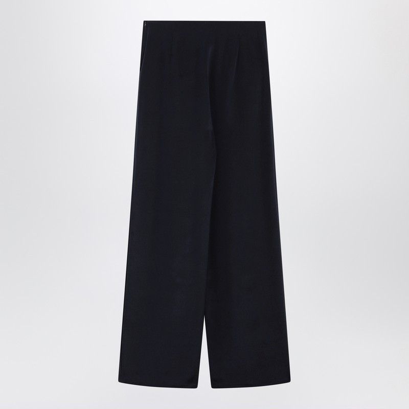Max Mara Max Mara Navy Silk-Blend Trousers Size 30" / US 8 / IT 44 - 2 Thumbnail