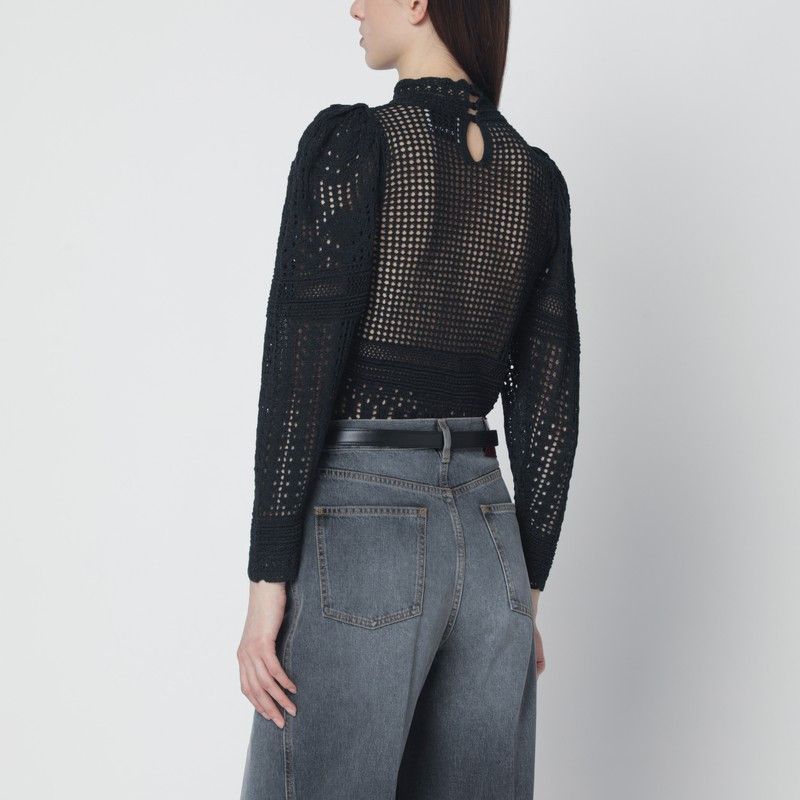 Isabel Marant Isabel Marant Dahara Black Openwork Knit Top Size S / US 4 / IT 40 - 2 Thumbnail