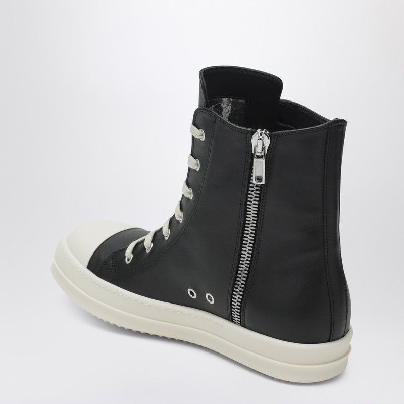 Rick Owens Rick Owens High Black/White Leather Trainer Size US 7 / EU 40 - 2 Thumbnail