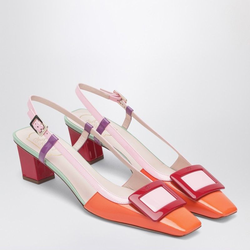 Roger Vivier Roger Vivier Belle Vivier Multicolour Patent Leather Slingback Size US 7 / IT 37 - 2 Thumbnail