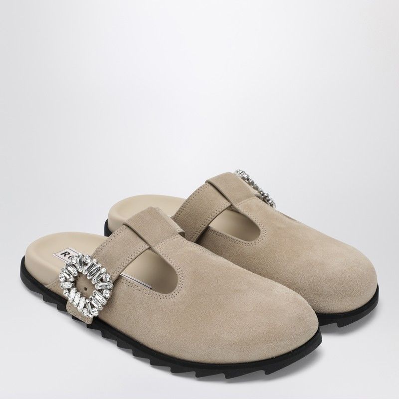 Roger Vivier Roger Vivier Slidy Viv Mules In Suede Beige Size US 10 / IT 40 - 2 Thumbnail