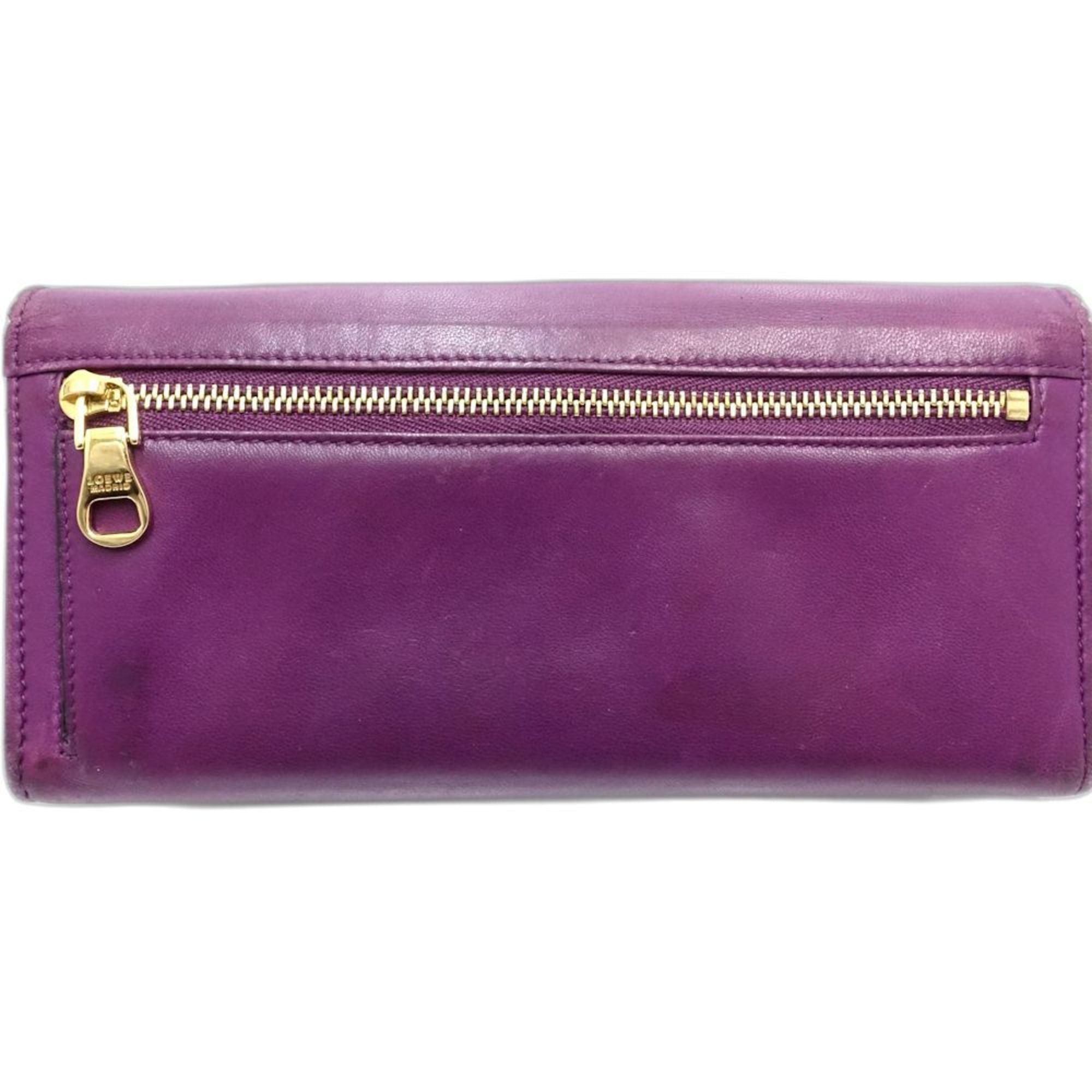 Loewe LOEWE Long Wallet 101111 Round Nappa Leather Purple Women's 181849 Size ONE SIZE - 3 Thumbnail