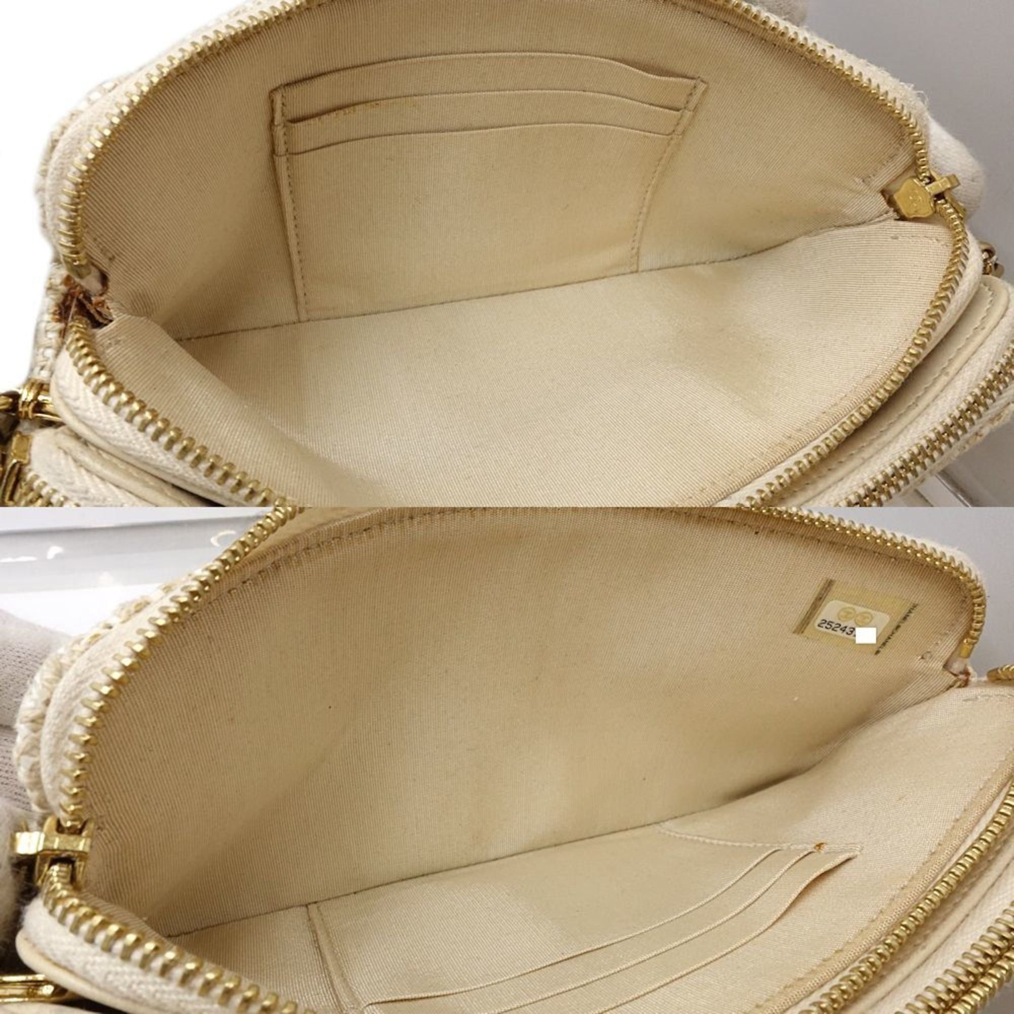 Chanel CHANEL Chain Wallet A84415 Deauville Shoulder Bag in Beige Canvas, Women's, 181802 Size ONE SIZE - 7 Thumbnail