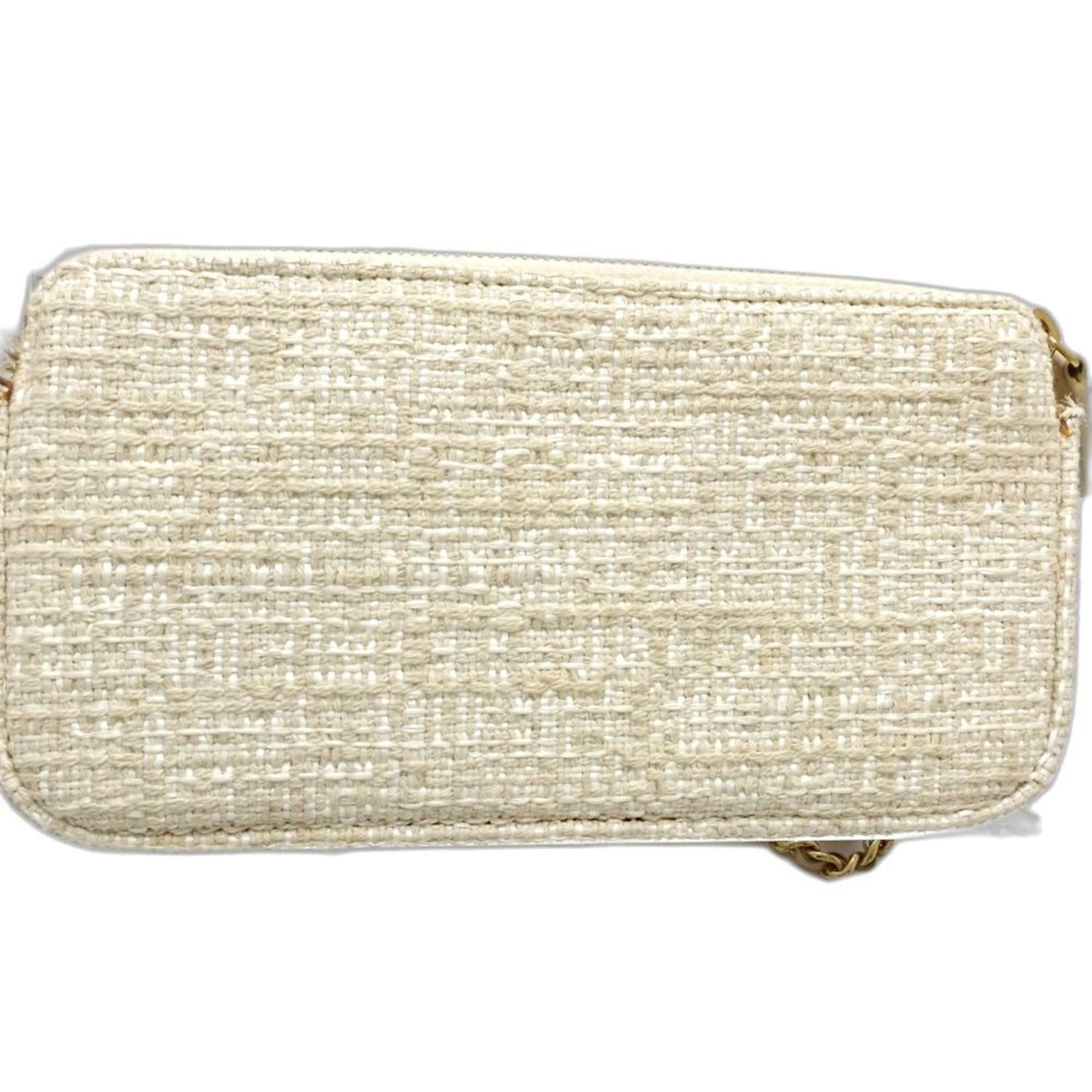 Chanel CHANEL Chain Wallet A84415 Deauville Shoulder Bag in Beige Canvas, Women's, 181802 Size ONE SIZE - 3 Thumbnail