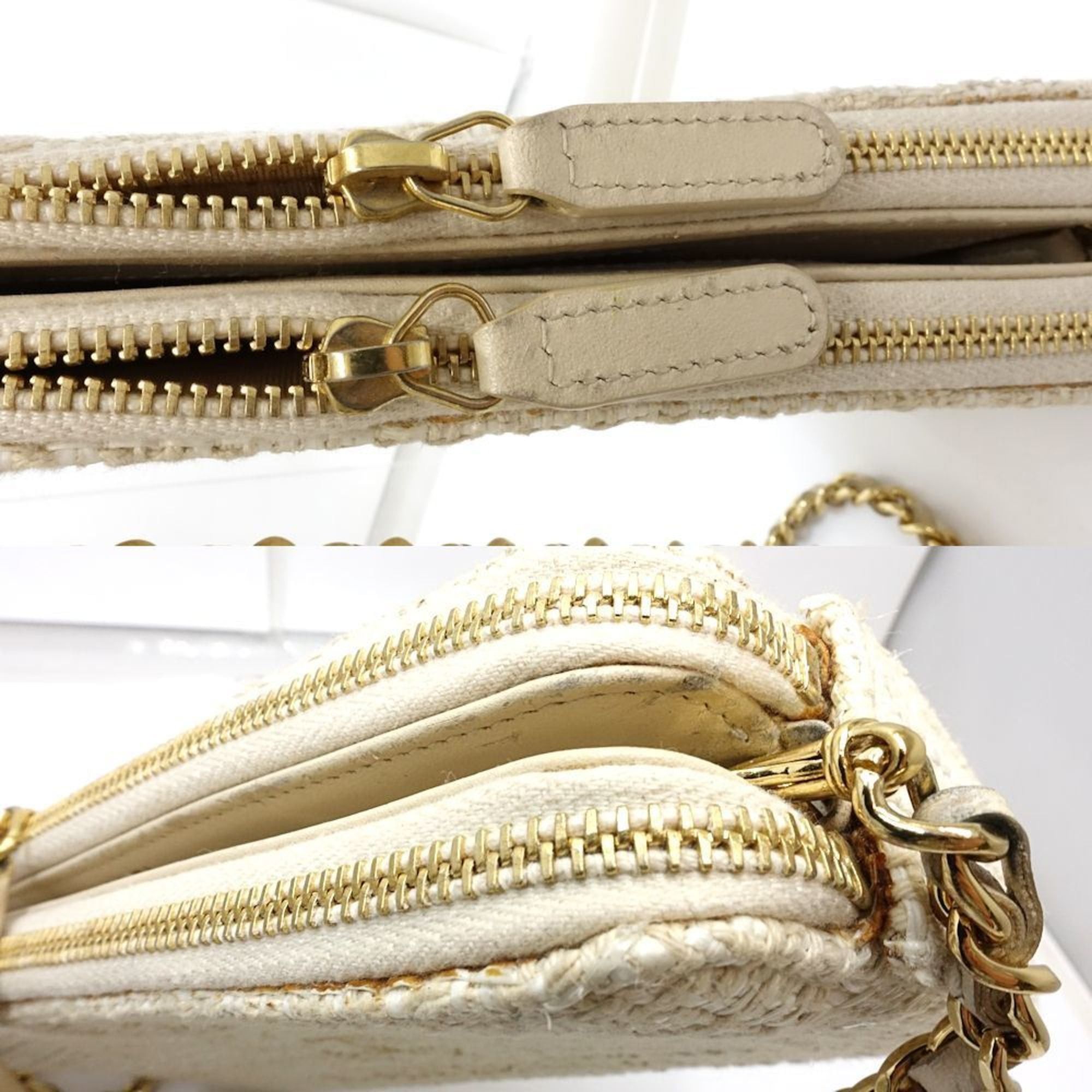 Chanel CHANEL Chain Wallet A84415 Deauville Shoulder Bag in Beige Canvas, Women's, 181802 Size ONE SIZE - 5 Thumbnail