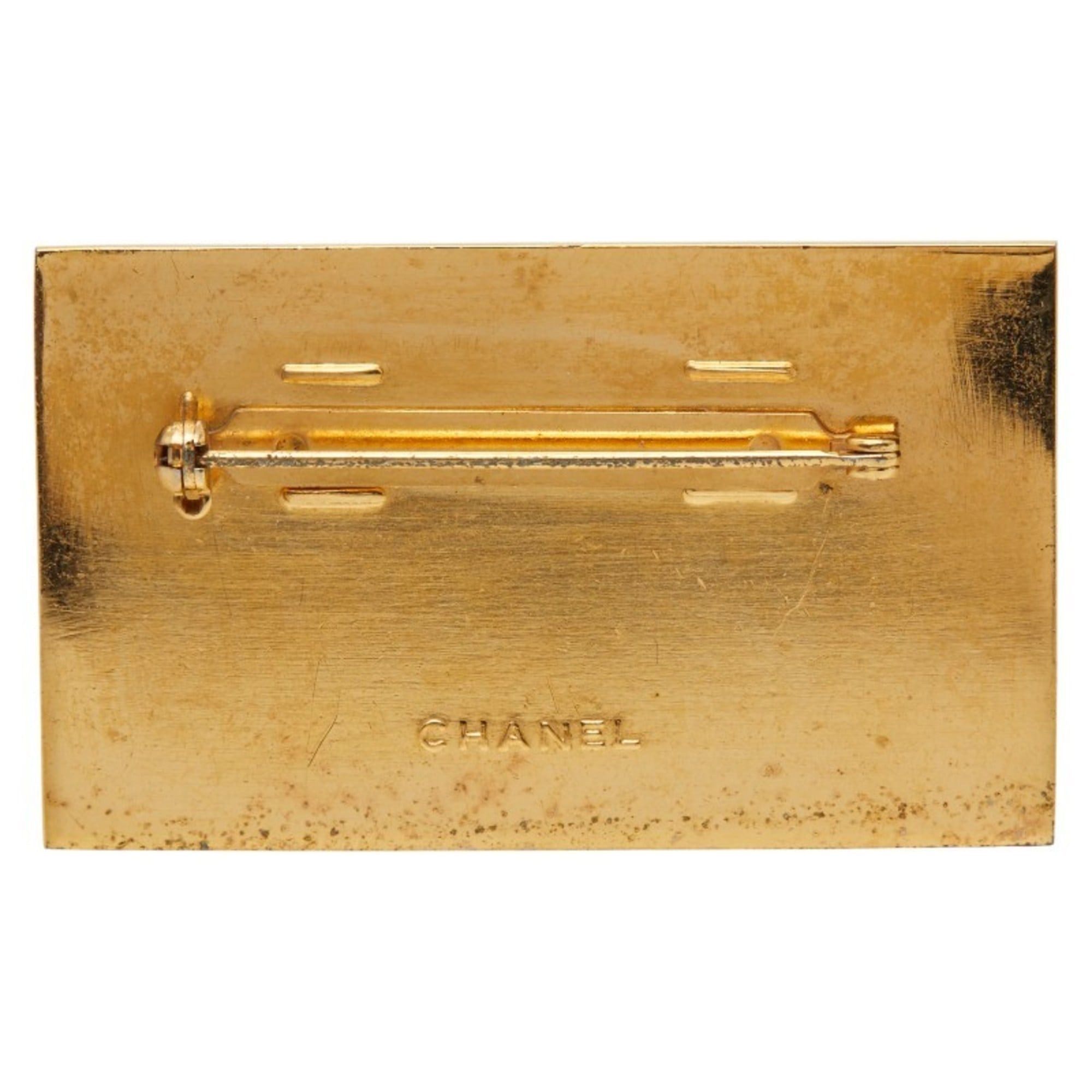 Chanel CHANEL logo plate brooch, gold plated, women's Size ONE SIZE - 2 Thumbnail