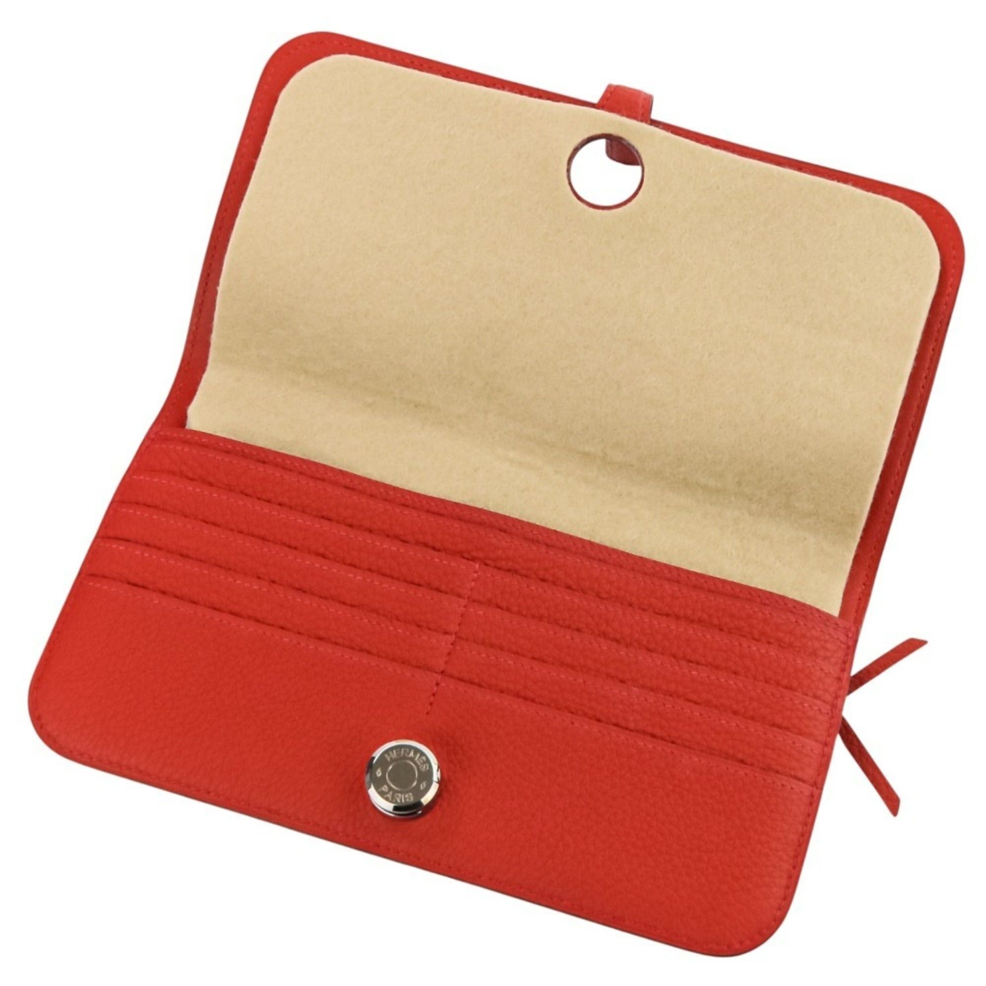 Hermes HERMES Dogon Long Wallet in Taurillon Clemence Leather with Silver Hardware, K Stamp, Made 2025, Red, Women's Size ONE SIZE - 5 Thumbnail