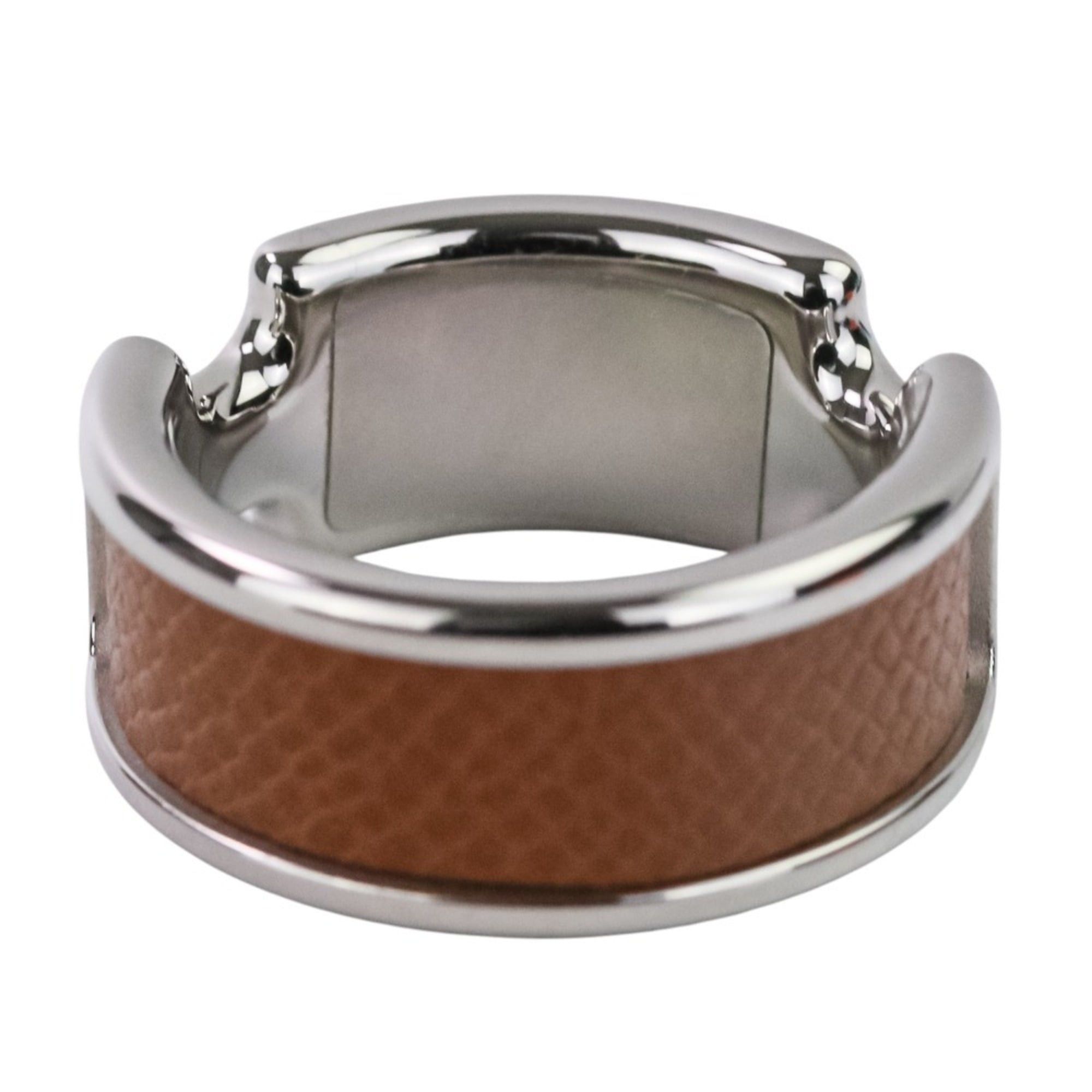 Hermes HERMES Olympe PM Ring, Small, Silver, Brown, Women's Size ONE SIZE - 8 Thumbnail