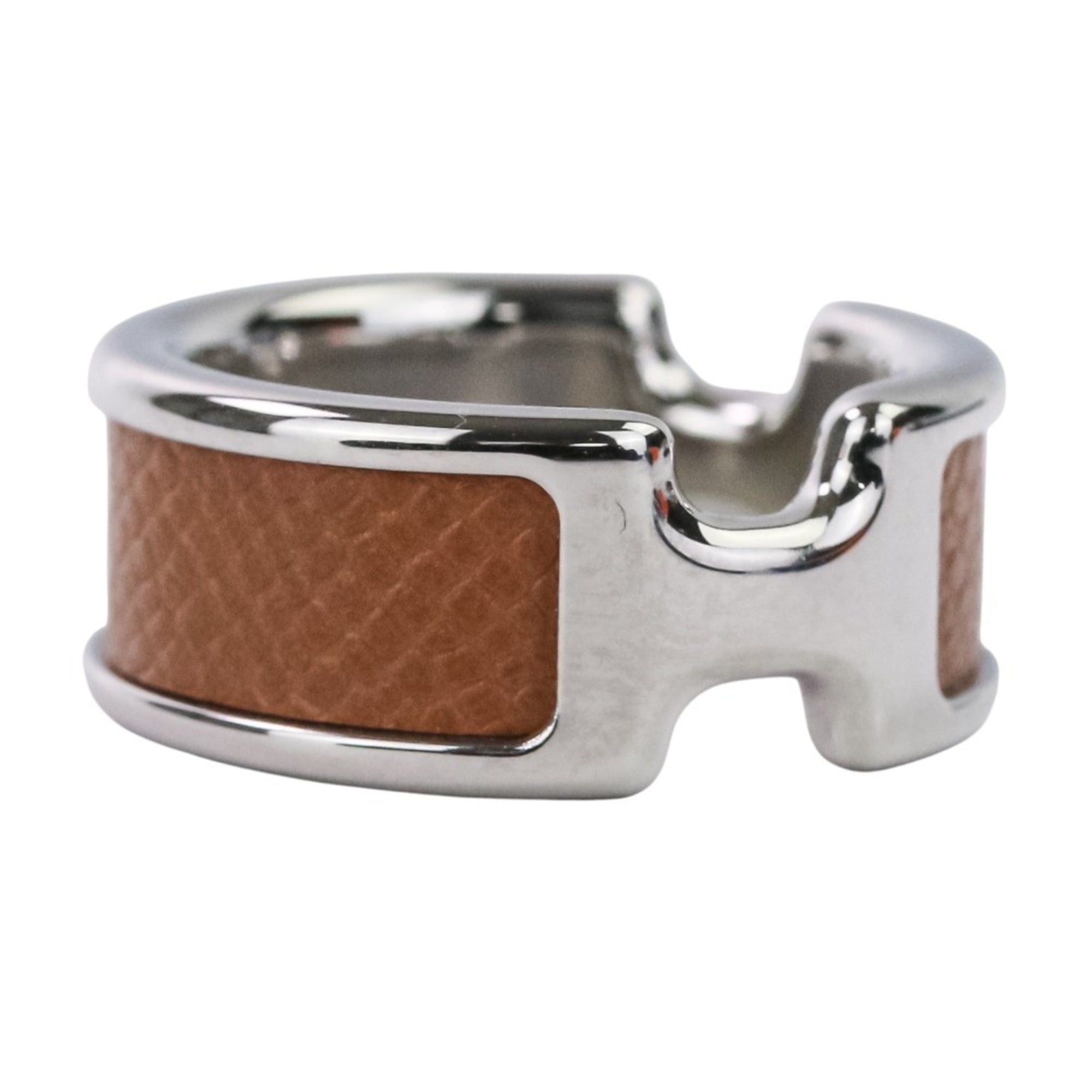 Hermes HERMES Olympe PM Ring, Small, Silver, Brown, Women's Size ONE SIZE - 5 Thumbnail