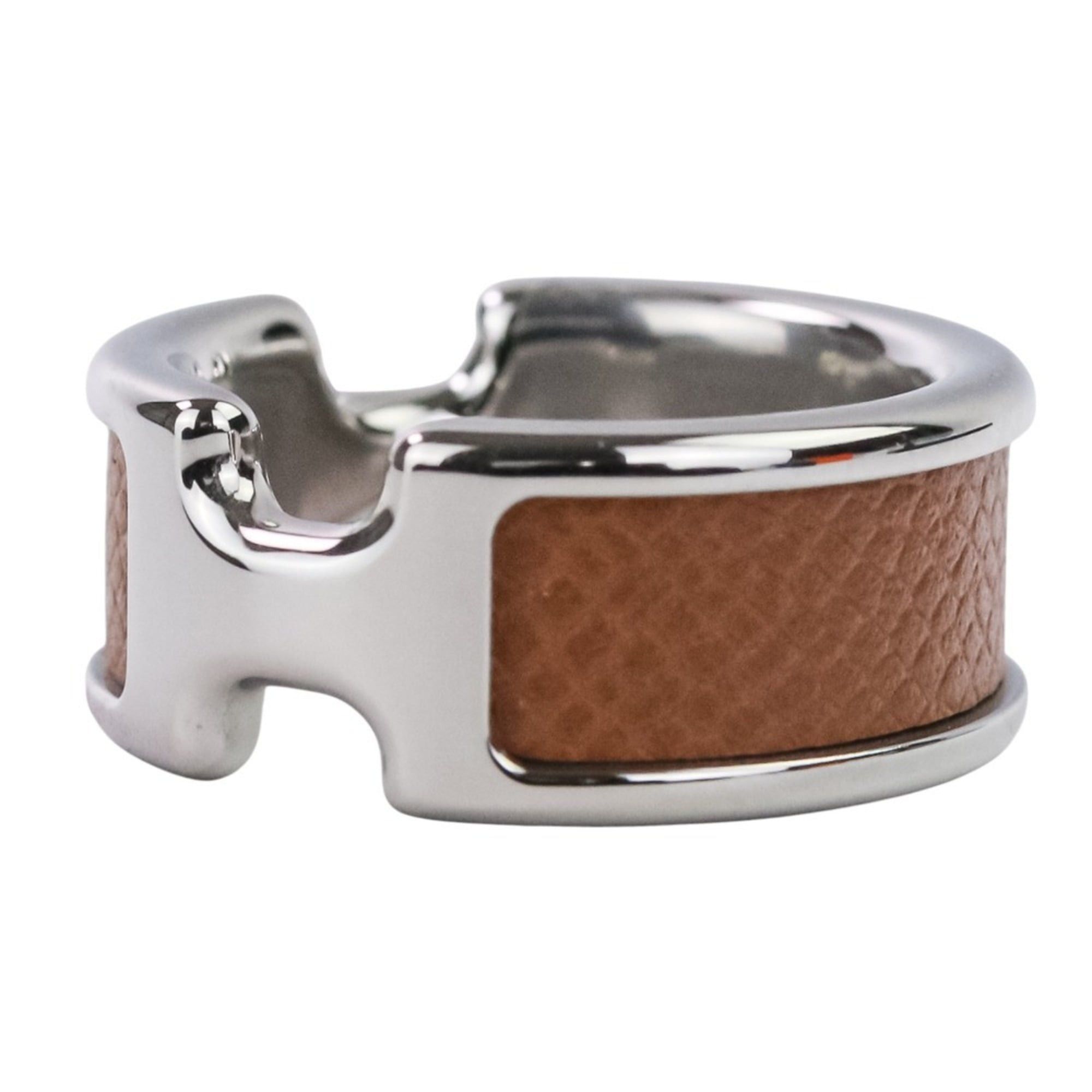 Hermes HERMES Olympe PM Ring, Small, Silver, Brown, Women's Size ONE SIZE - 3 Thumbnail