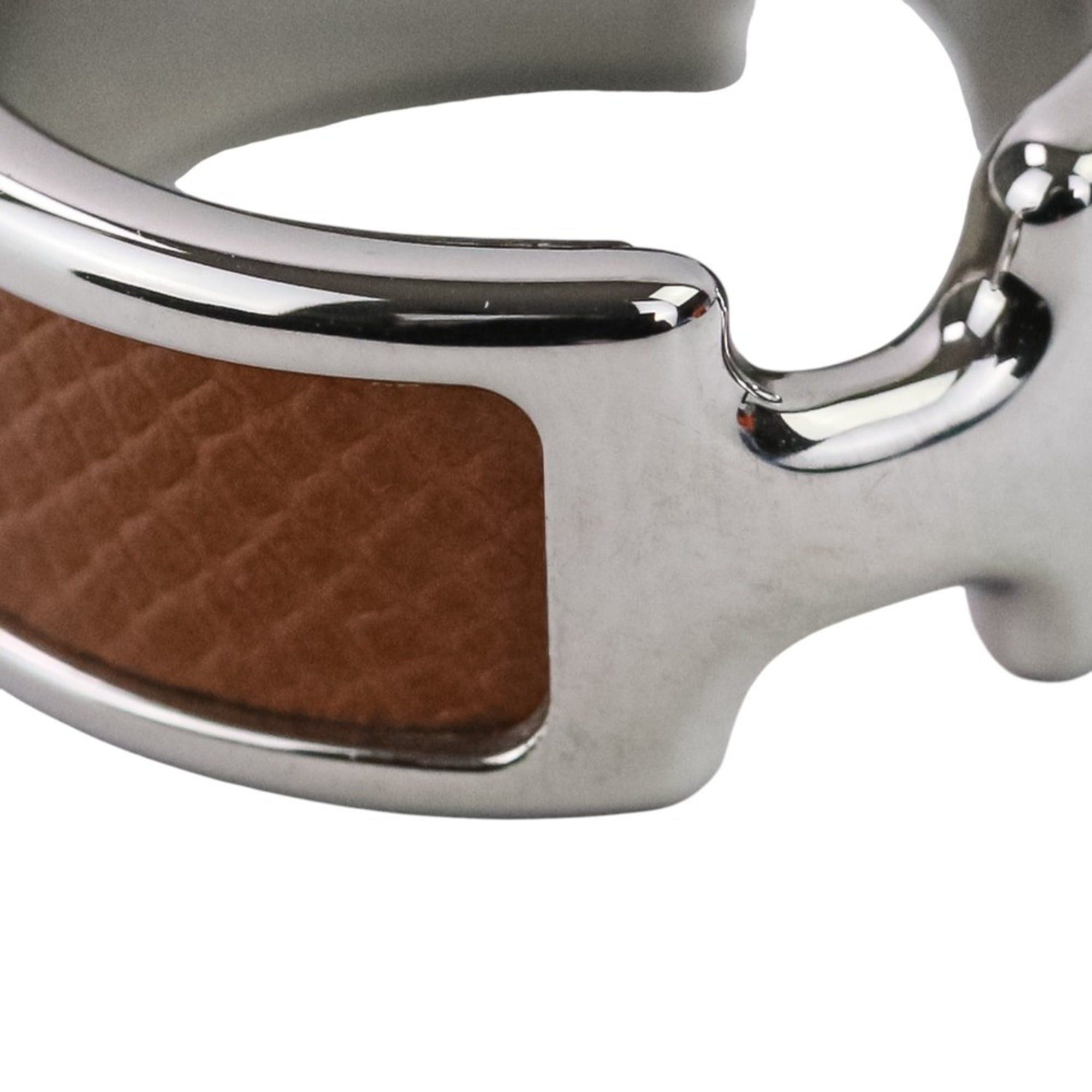 Hermes HERMES Olympe PM Ring, Small, Silver, Brown, Women's Size ONE SIZE - 10 Thumbnail