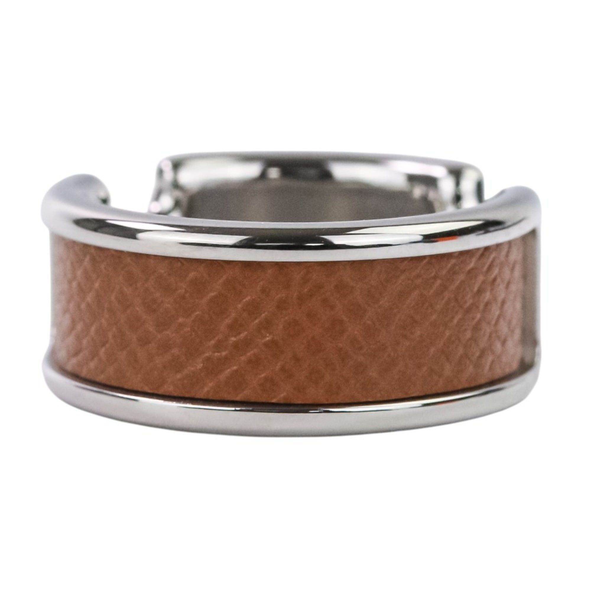 Hermes HERMES Olympe PM Ring, Small, Silver, Brown, Women's Size ONE SIZE - 4 Thumbnail