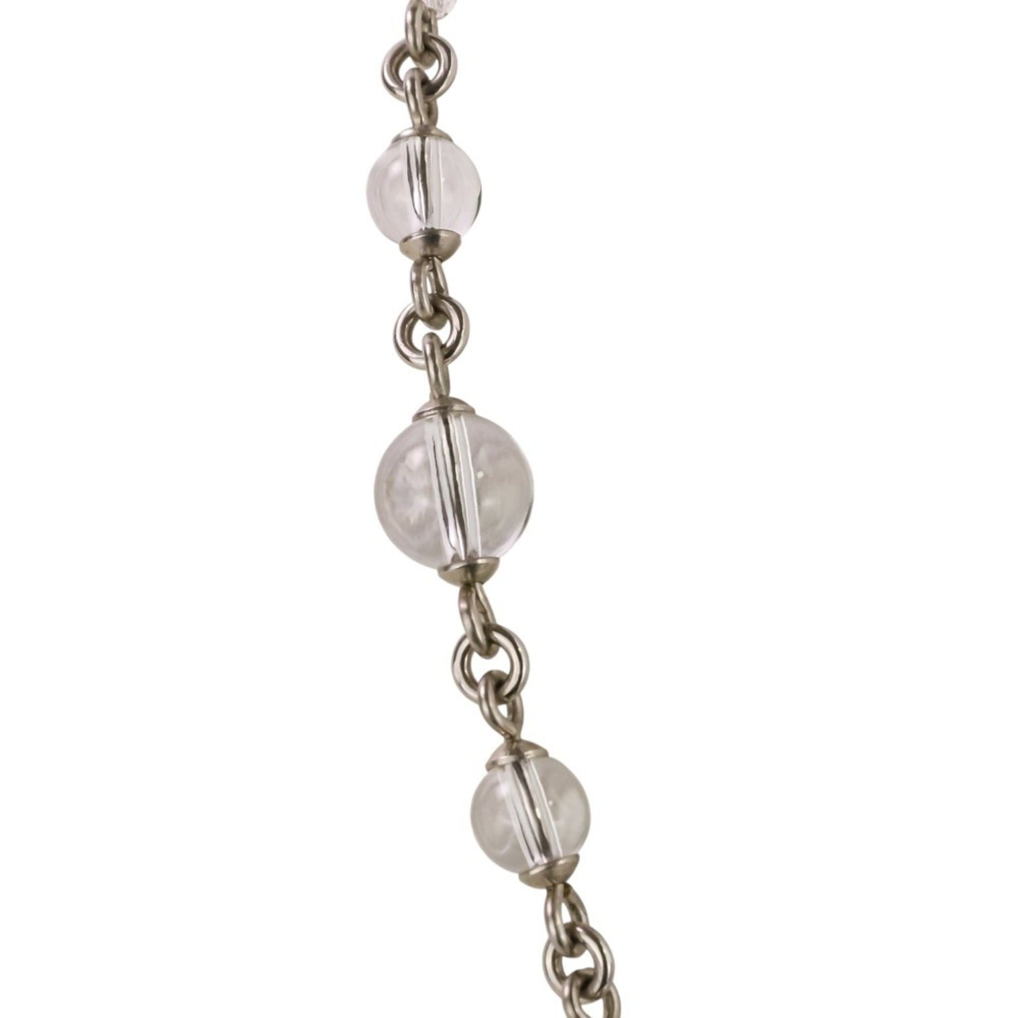 Chanel A25C CHANEL Rhinestone Coco Mark Pearl Necklace, Silver/White, Women's Size ONE SIZE - 9 Thumbnail
