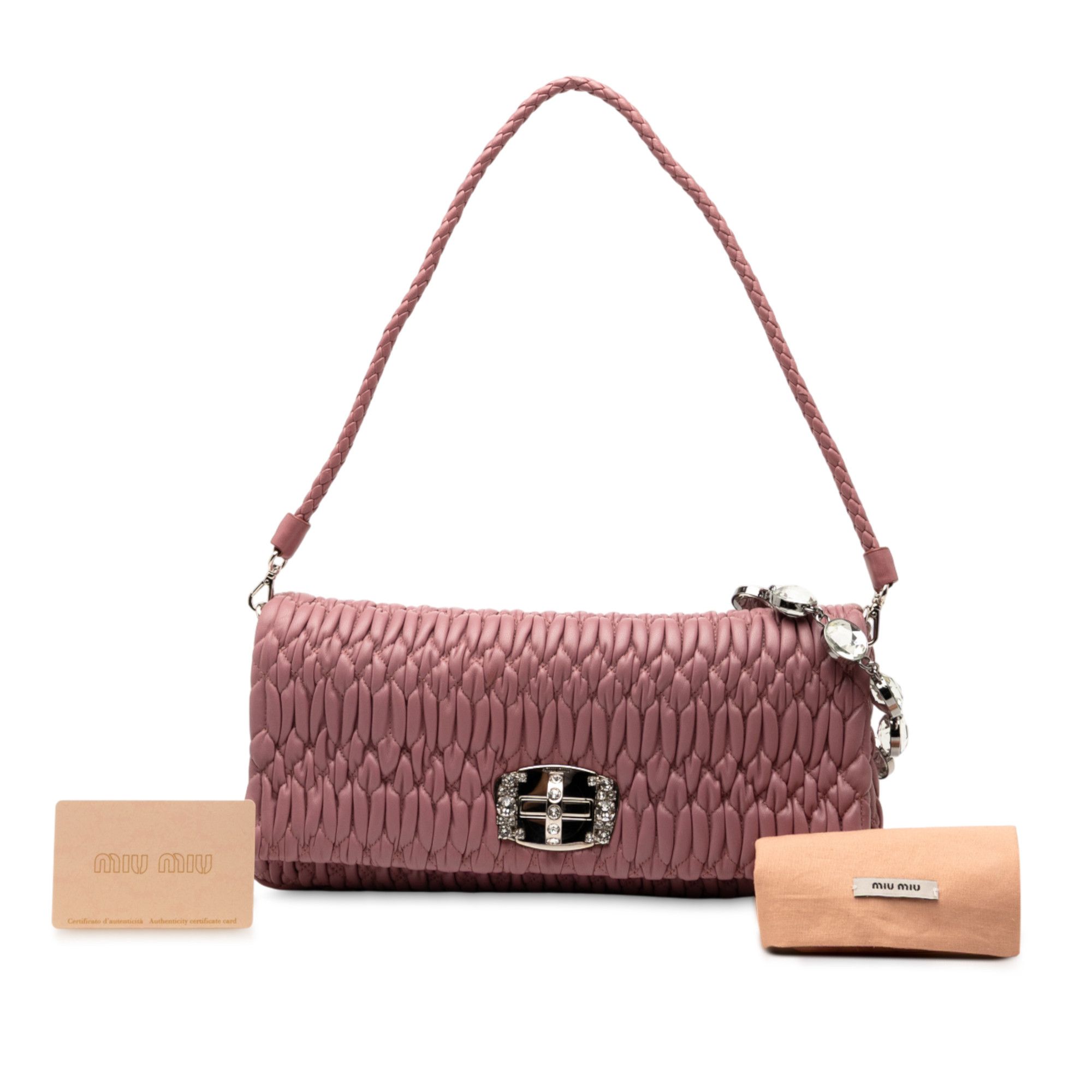 Miu Miu Miu Miu Matelasse Nappa Crystal Chain Satchel Size ONE SIZE - 7 Thumbnail