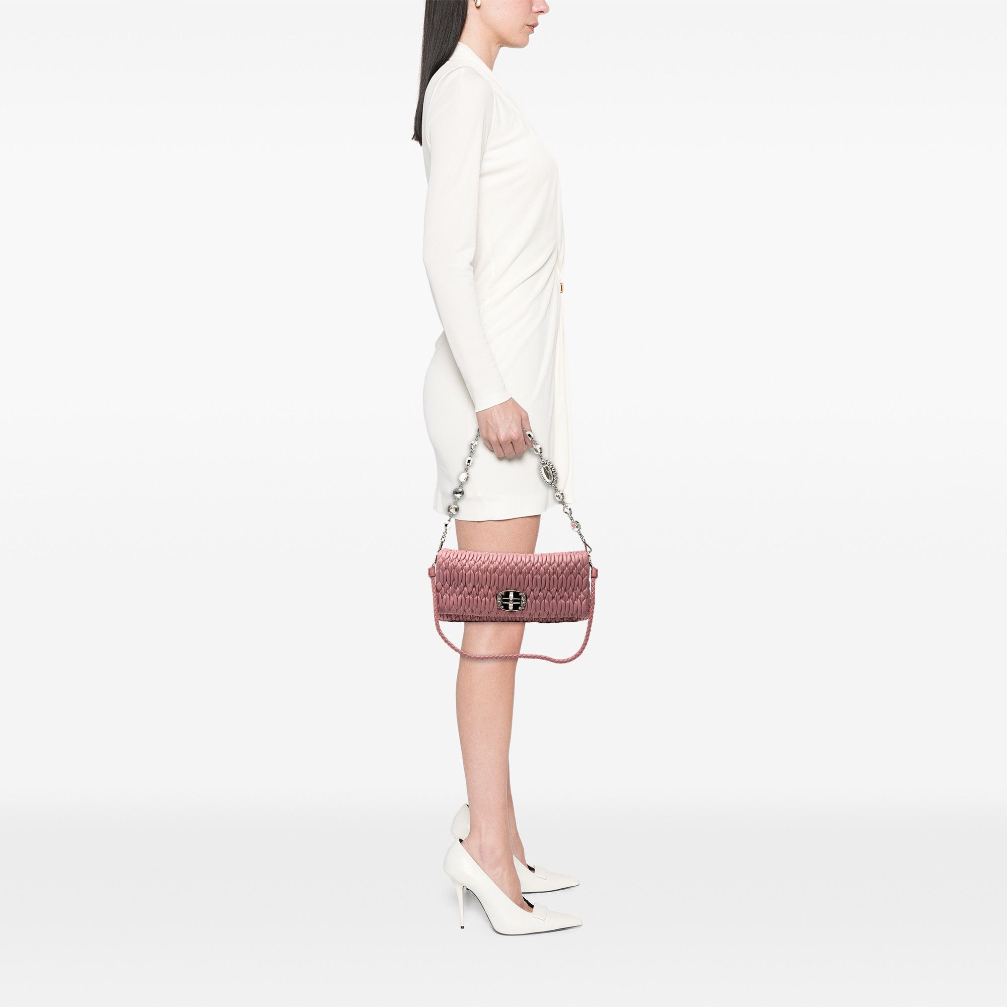 Miu Miu Miu Miu Matelasse Nappa Crystal Chain Satchel Size ONE SIZE - 6 Thumbnail