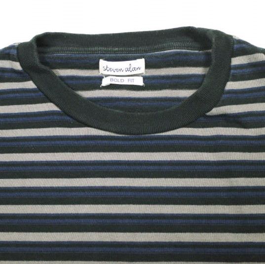 Other Steven Alan 21//MVS BORDER CREW NECK TEE Cotton T-shirt Cotton T-Shirts 8117-199-0392 DUTY FREE for USA