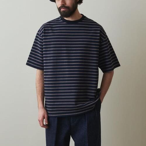 Other Steven Alan 21//MVS BORDER CREW NECK TEE Cotton T-shirt Cotton T-Shirts 8117-199-0392 DUTY FREE for USA