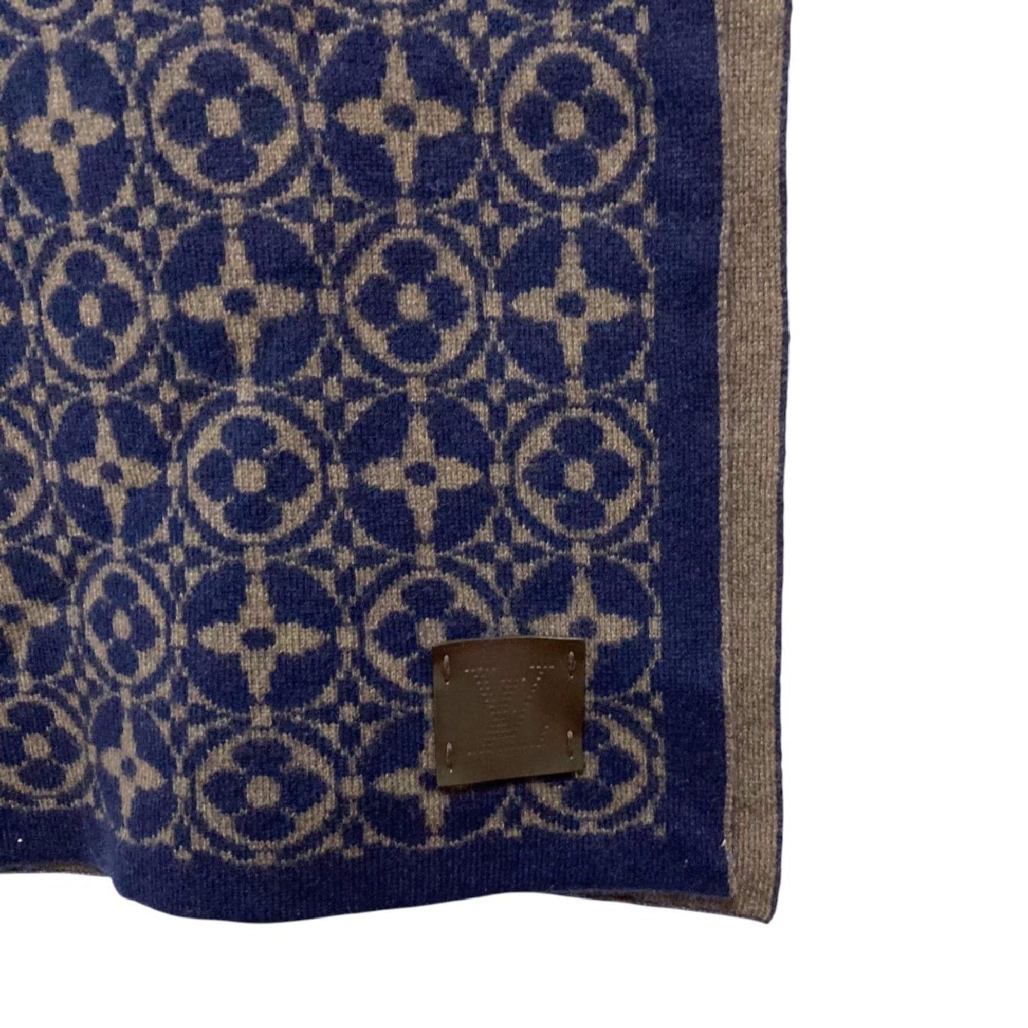 Louis Vuitton LOUIS VUITTON Monogram Echarpeski Scarf in Navy and Brown for Men Women Size ONE SIZE - 3 Thumbnail