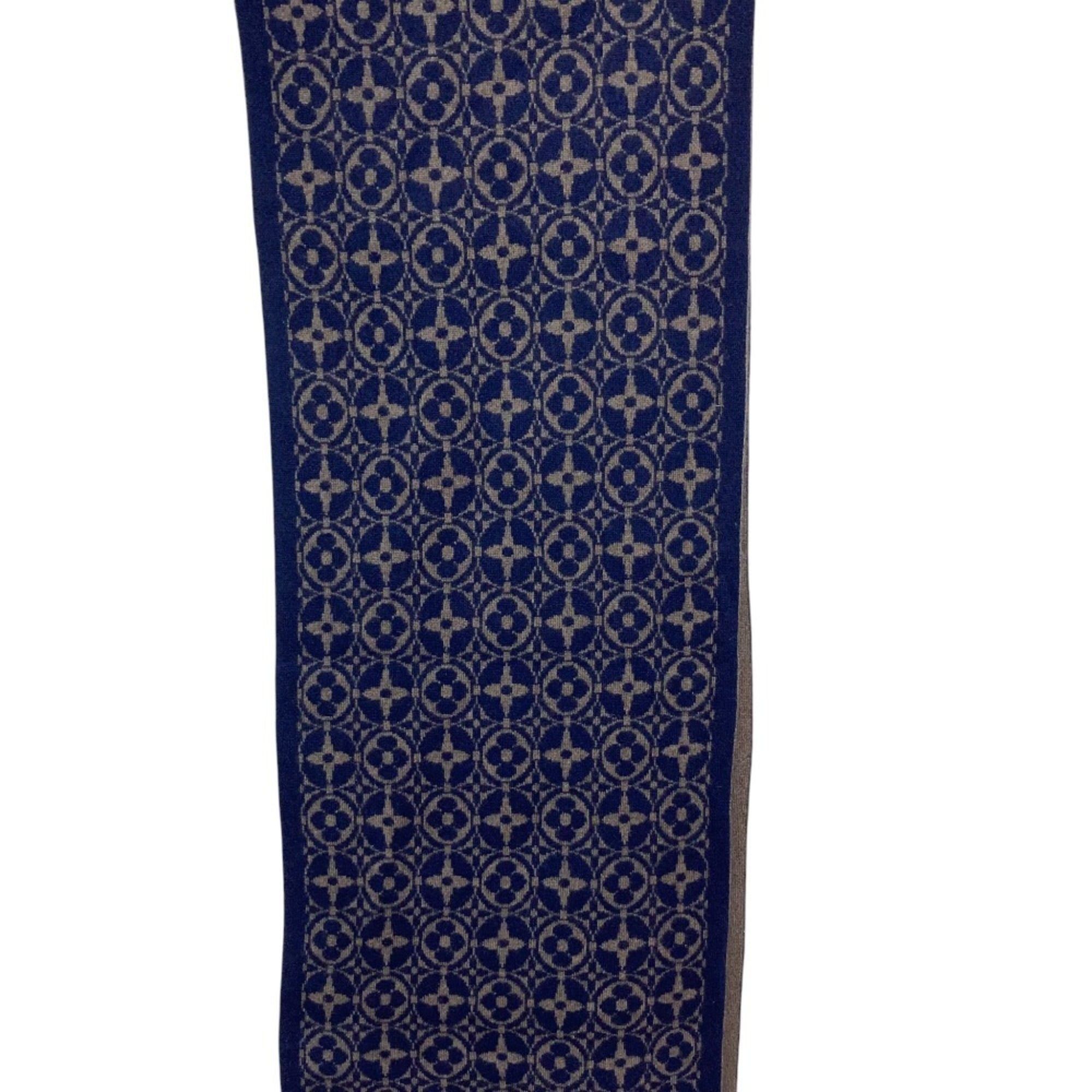 Louis Vuitton LOUIS VUITTON Monogram Echarpeski Scarf in Navy and Brown for Men Women Size ONE SIZE - 5 Thumbnail
