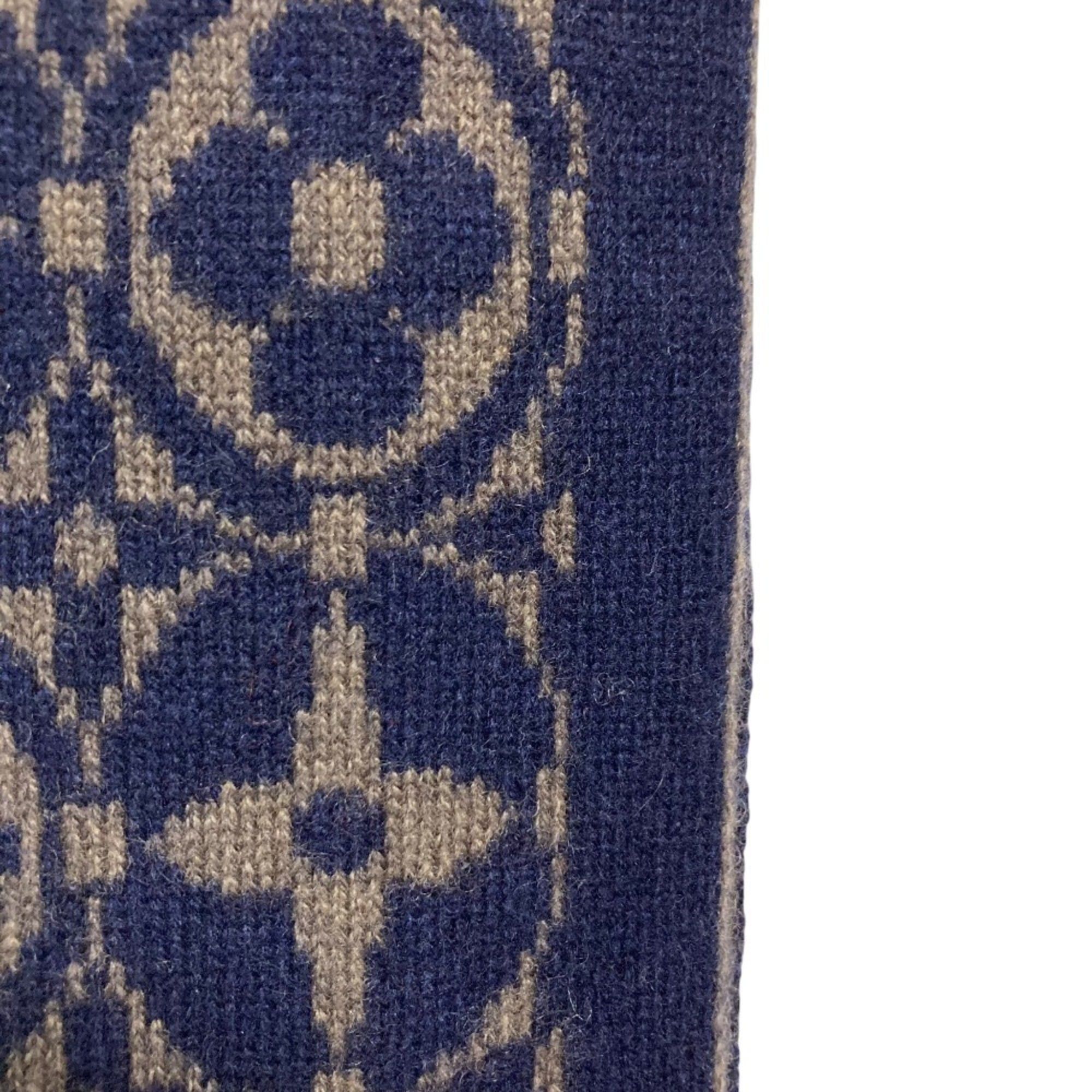 Louis Vuitton LOUIS VUITTON Monogram Echarpeski Scarf in Navy and Brown for Men Women Size ONE SIZE - 6 Thumbnail