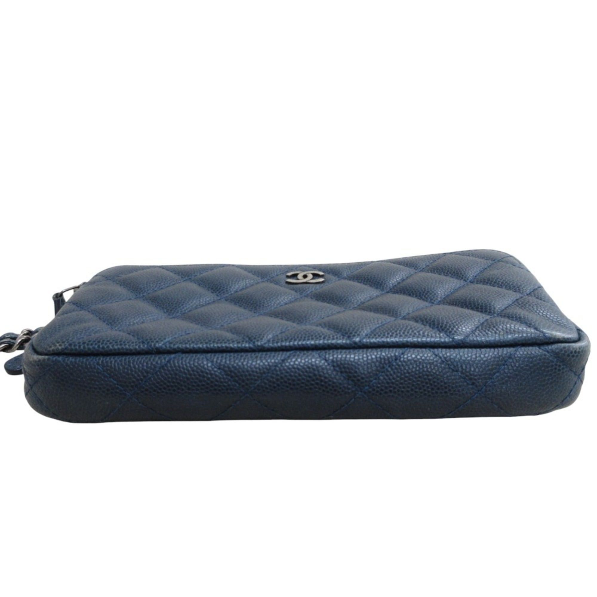 Chanel CHANEL Matelasse Caviar Leather Chain Wallet Shoulder Bag Long Navy Women's Size ONE SIZE - 7 Thumbnail