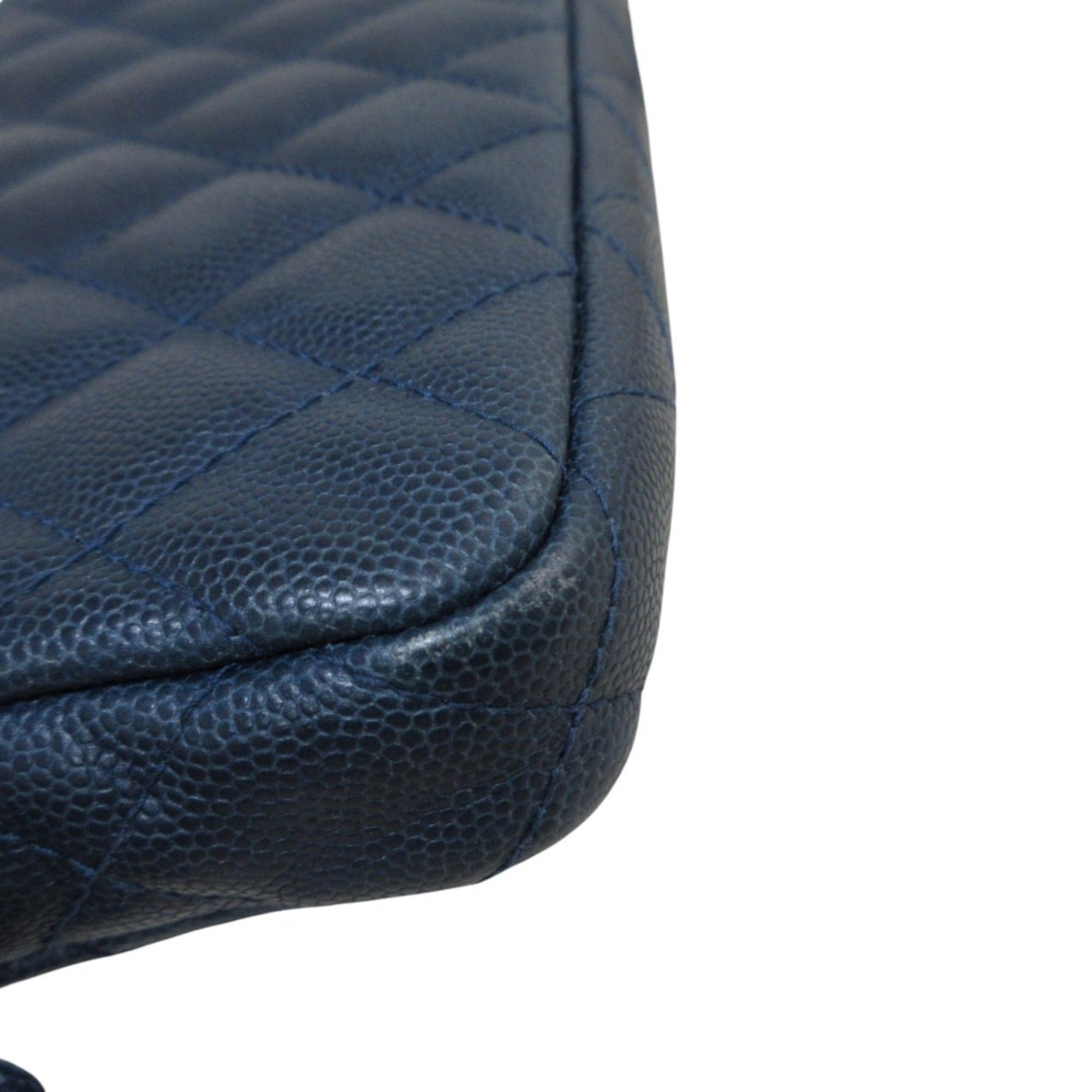 Chanel CHANEL Matelasse Caviar Leather Chain Wallet Shoulder Bag Long Navy Women's Size ONE SIZE - 17 Thumbnail