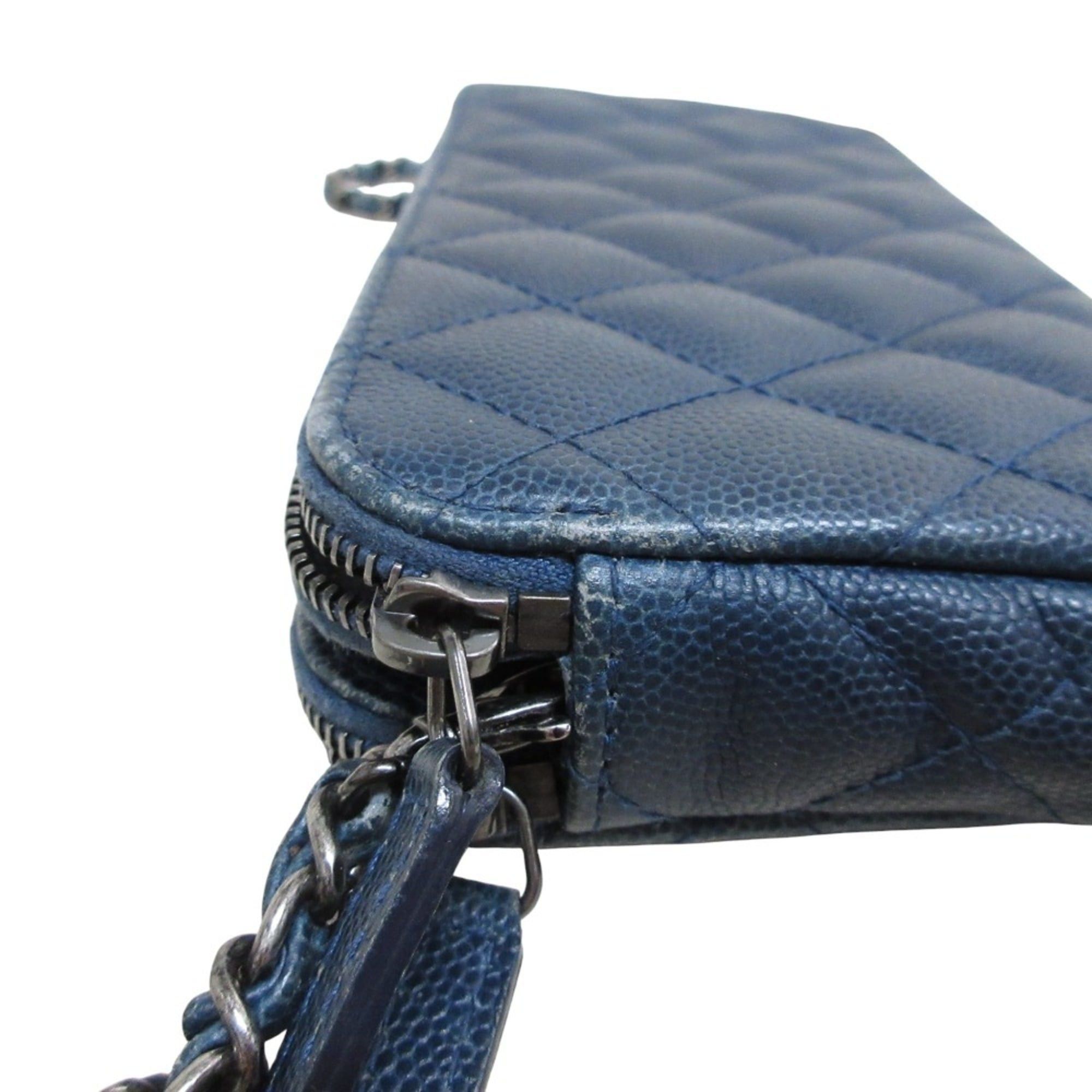 Chanel CHANEL Matelasse Caviar Leather Chain Wallet Shoulder Bag Long Navy Women's Size ONE SIZE - 20 Thumbnail