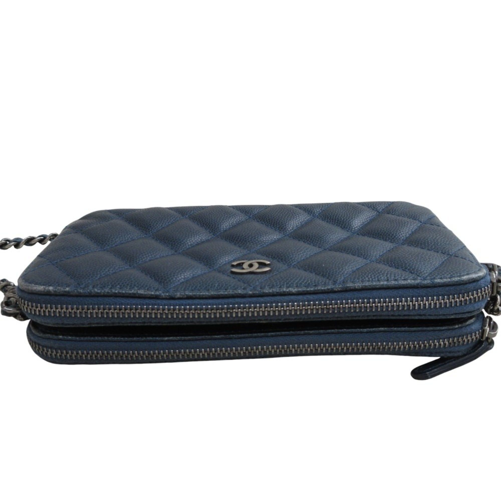 Chanel CHANEL Matelasse Caviar Leather Chain Wallet Shoulder Bag Long Navy Women's Size ONE SIZE - 5 Thumbnail