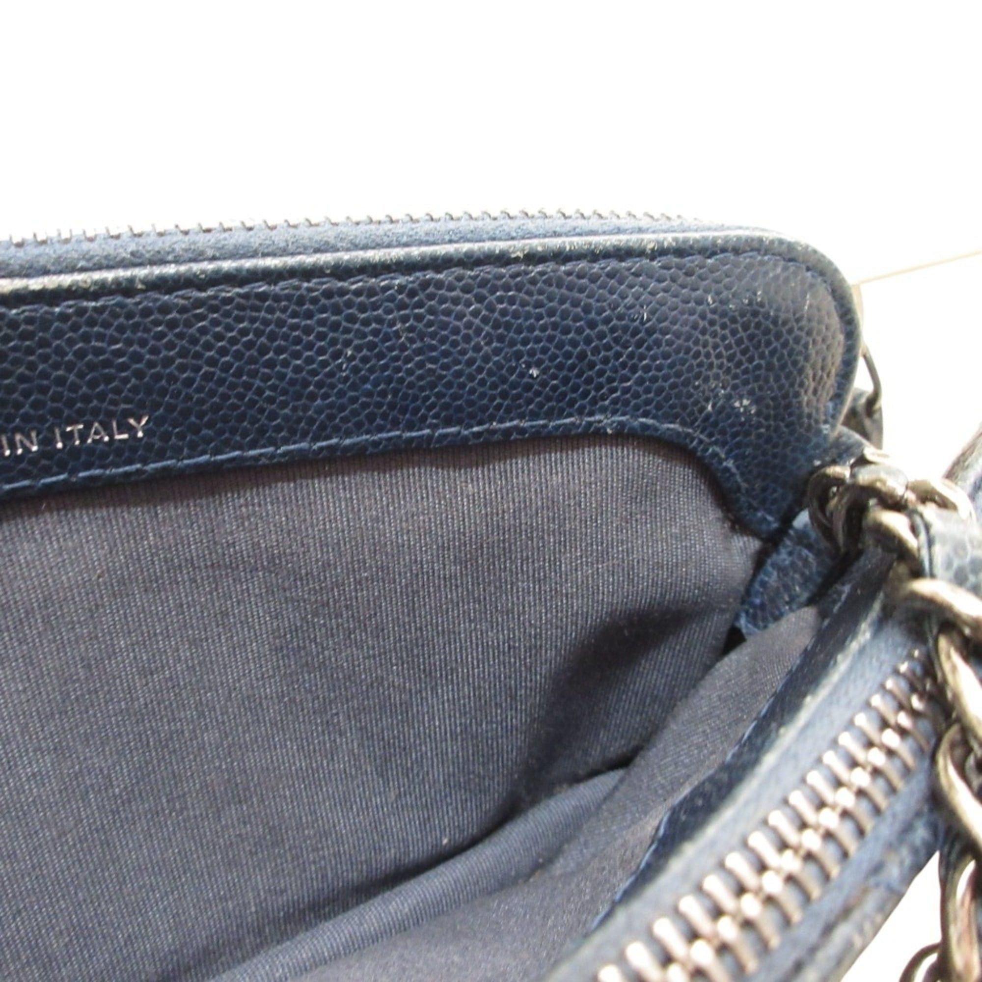 Chanel CHANEL Matelasse Caviar Leather Chain Wallet Shoulder Bag Long Navy Women's Size ONE SIZE - 11 Thumbnail