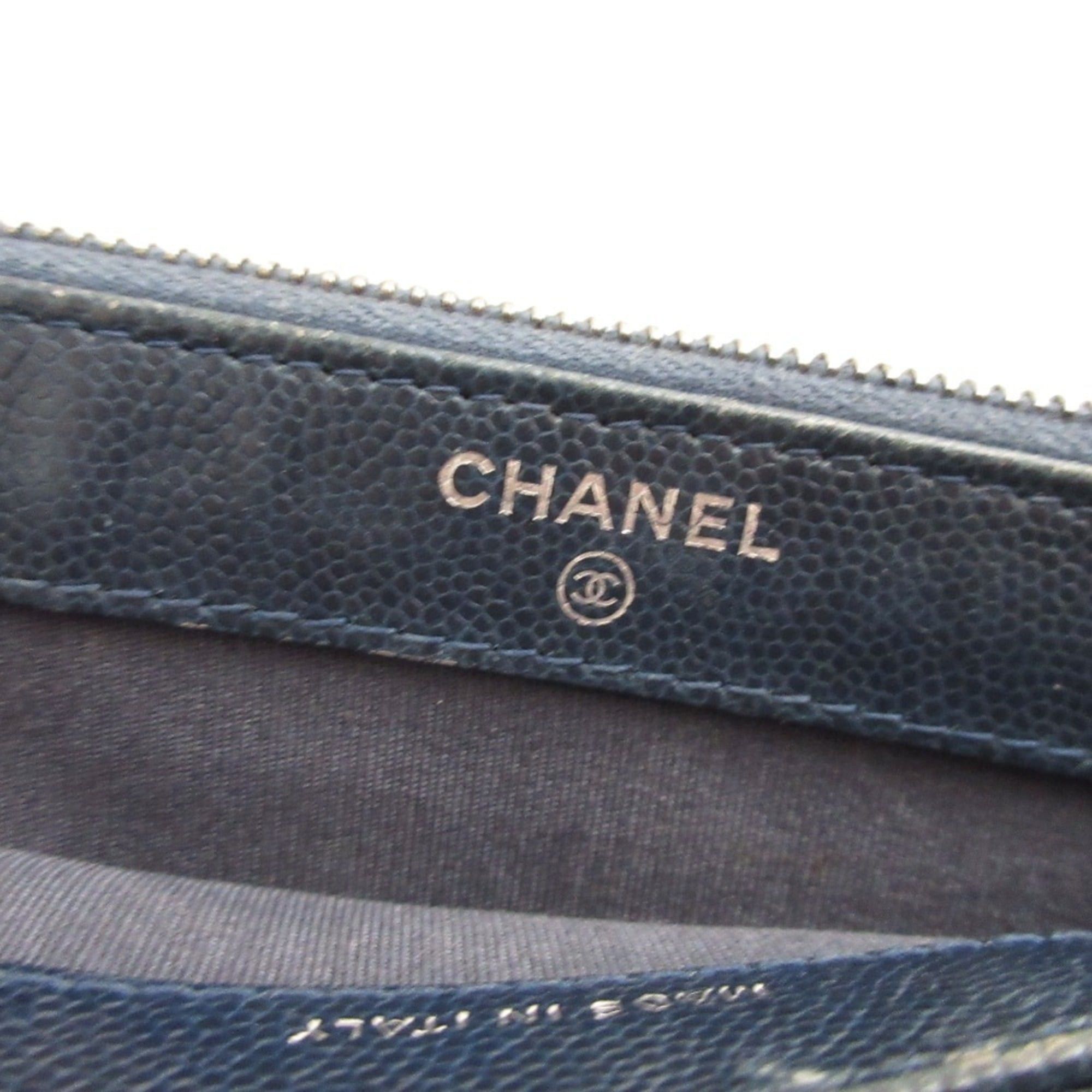 Chanel CHANEL Matelasse Caviar Leather Chain Wallet Shoulder Bag Long Navy Women's Size ONE SIZE - 22 Thumbnail