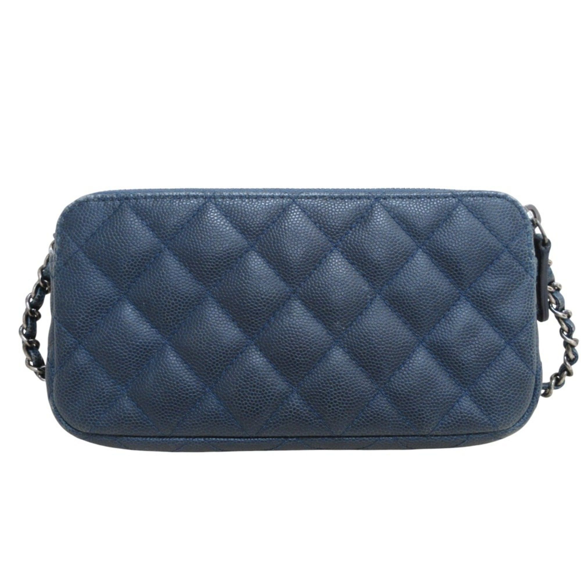 Chanel CHANEL Matelasse Caviar Leather Chain Wallet Shoulder Bag Long Navy Women's Size ONE SIZE - 2 Thumbnail