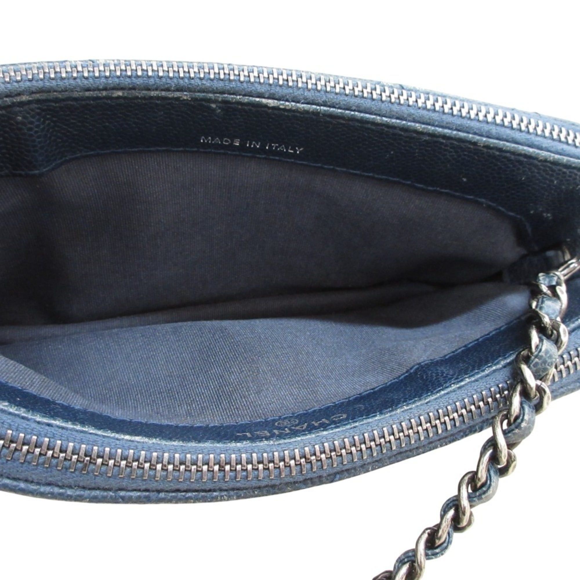 Chanel CHANEL Matelasse Caviar Leather Chain Wallet Shoulder Bag Long Navy Women's Size ONE SIZE - 10 Thumbnail