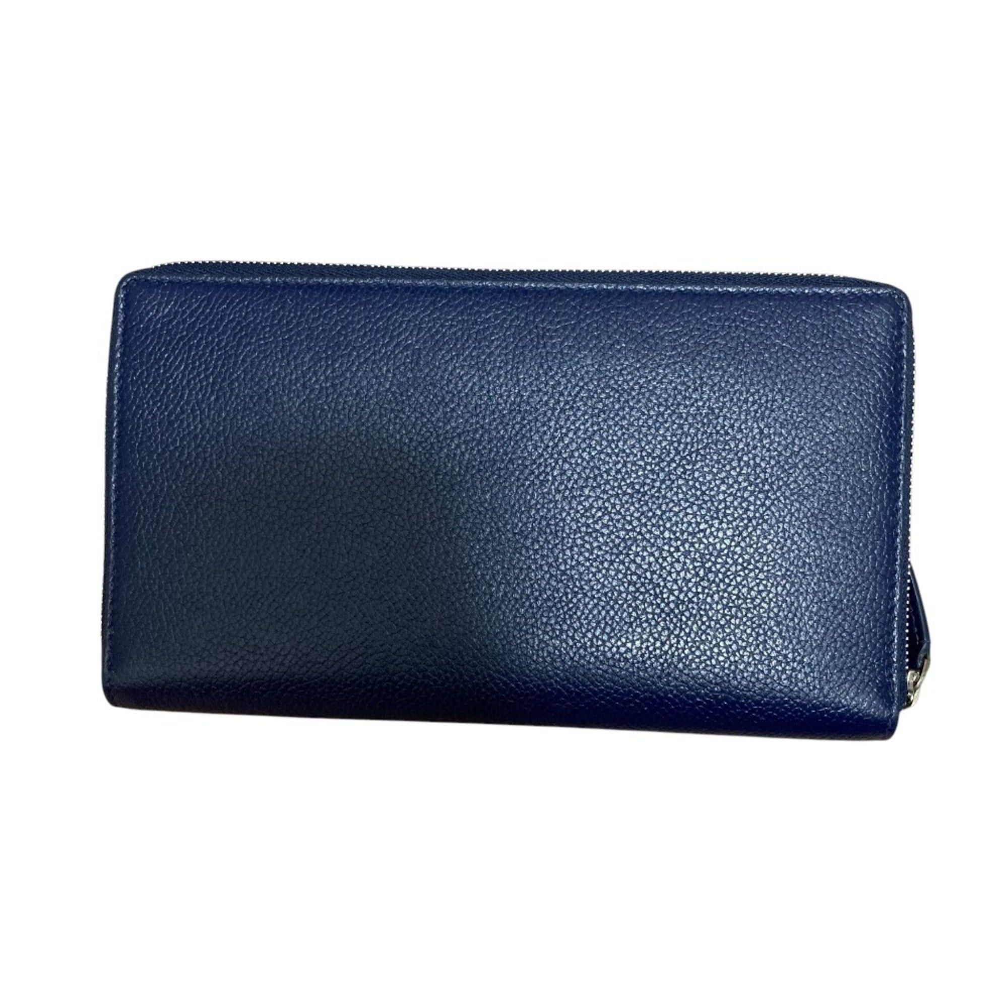 Balenciaga BALENCIAGA Leather Round Zip Long Wallet 601352 Navy for Men and Women Size ONE SIZE - 2 Thumbnail