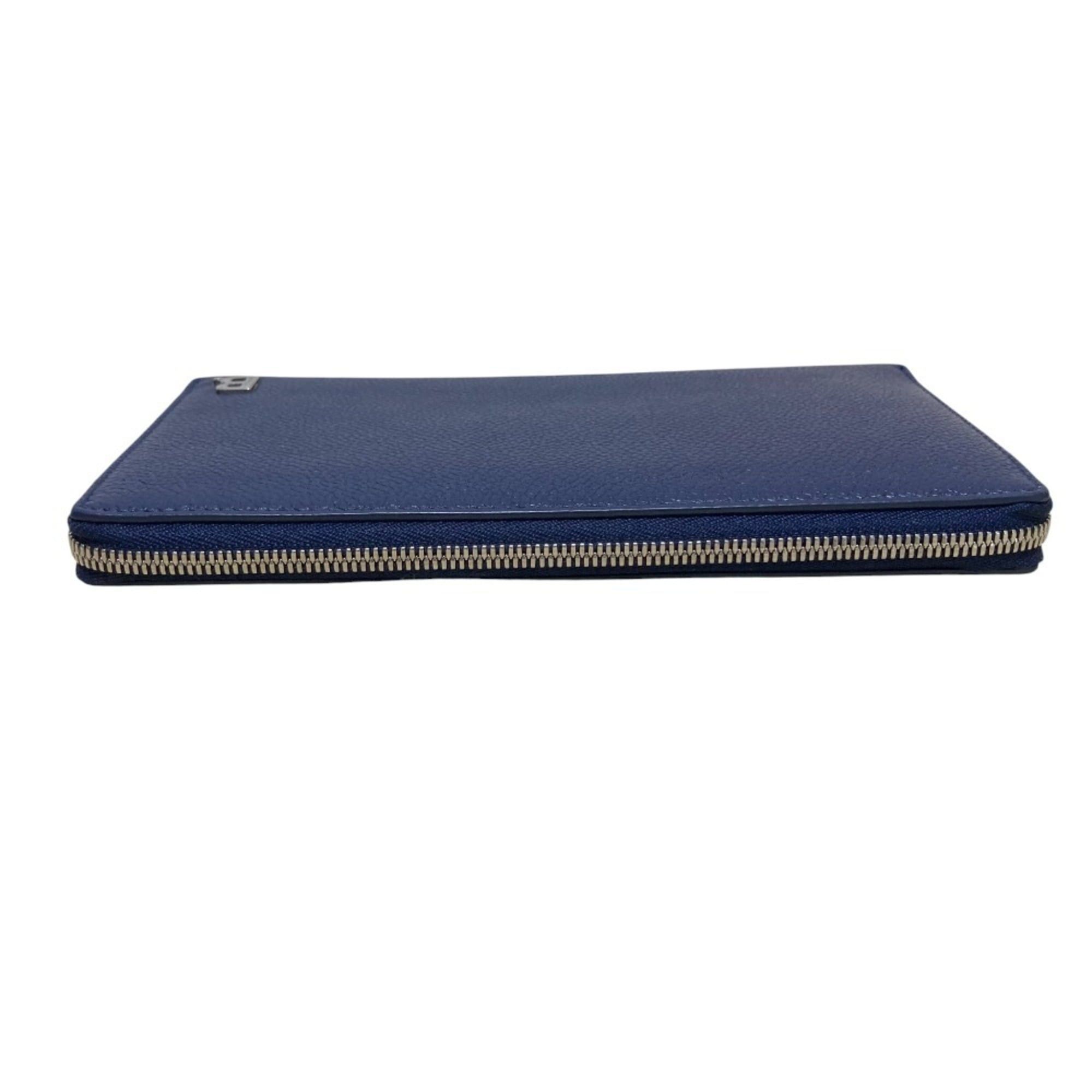 Balenciaga BALENCIAGA Leather Round Zip Long Wallet 601352 Navy for Men and Women Size ONE SIZE - 3 Thumbnail