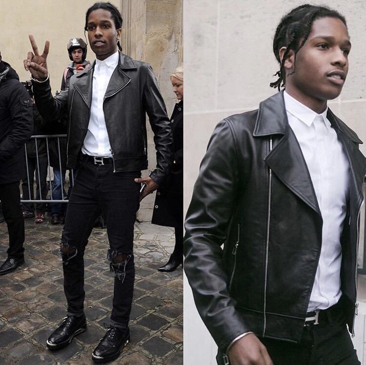 Custom Leather biker jacket asap Rocky | Grailed