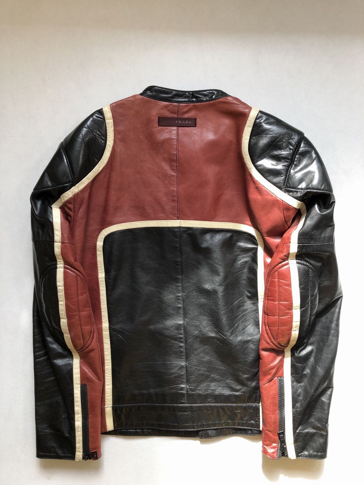 レザージャケットleather jacket archive prada Prada Archive Leather padded biker jacket | Grailed