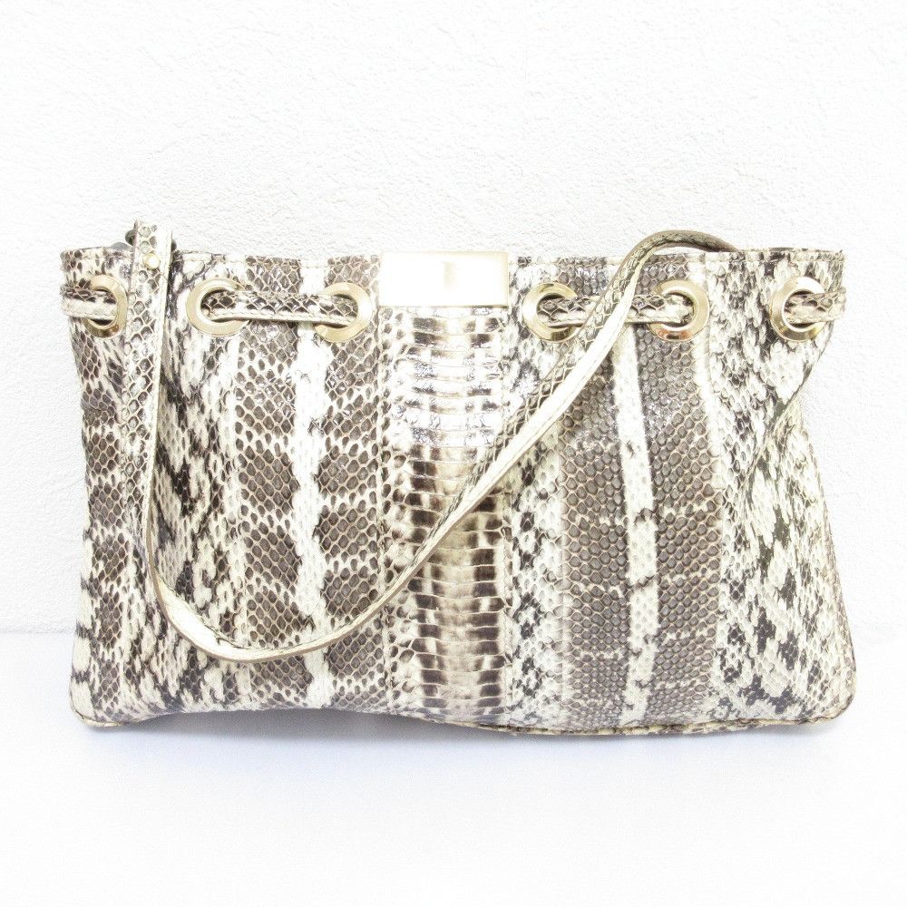 Jimmy Choo Jimmy Choo JIMMY CHOO Python Leather 2way Bag Natural Material Clutch Bag DUTY FREE for USA Size ONE SIZE - 2 Thumbnail