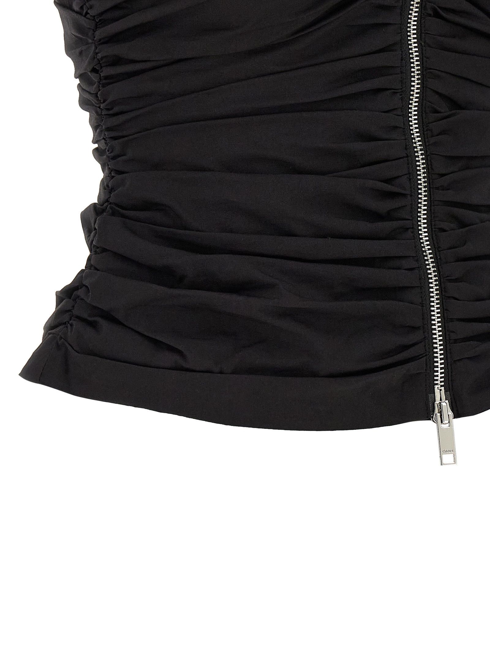 Ganni 'Black Ruched' Top Size XS / US 0-2 / IT 36-38 - 4 Thumbnail