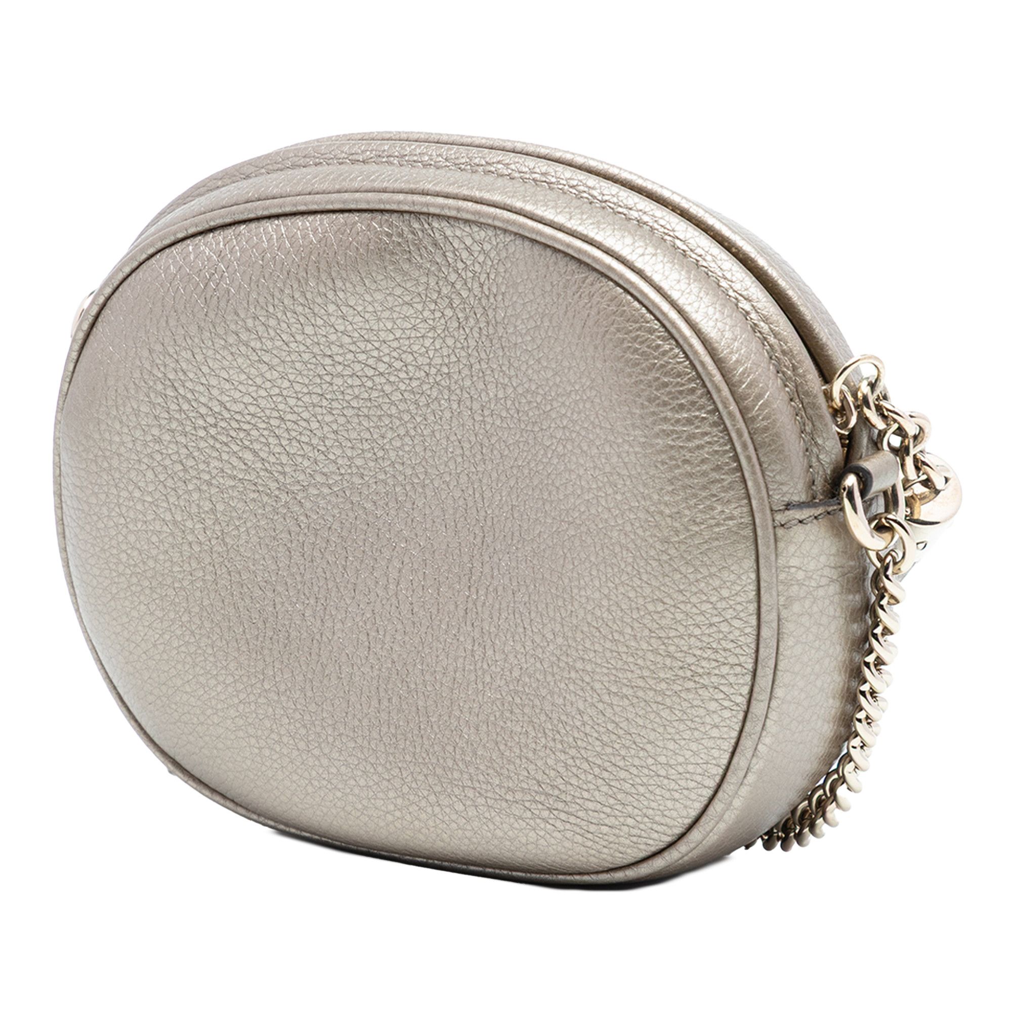 Gucci Mini Metallic Pebbled Calfskin Soho Chain Crossbody