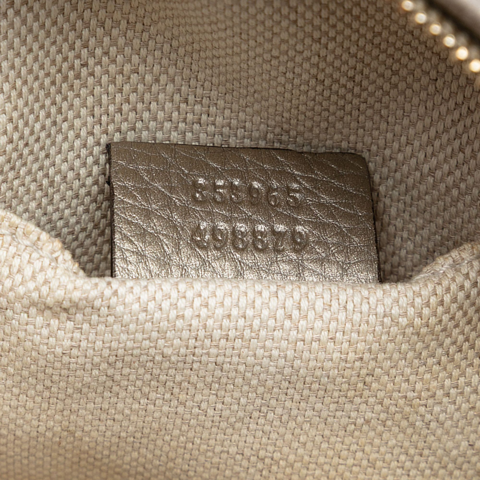 Gucci Mini Metallic Pebbled Calfskin Soho Chain Crossbody