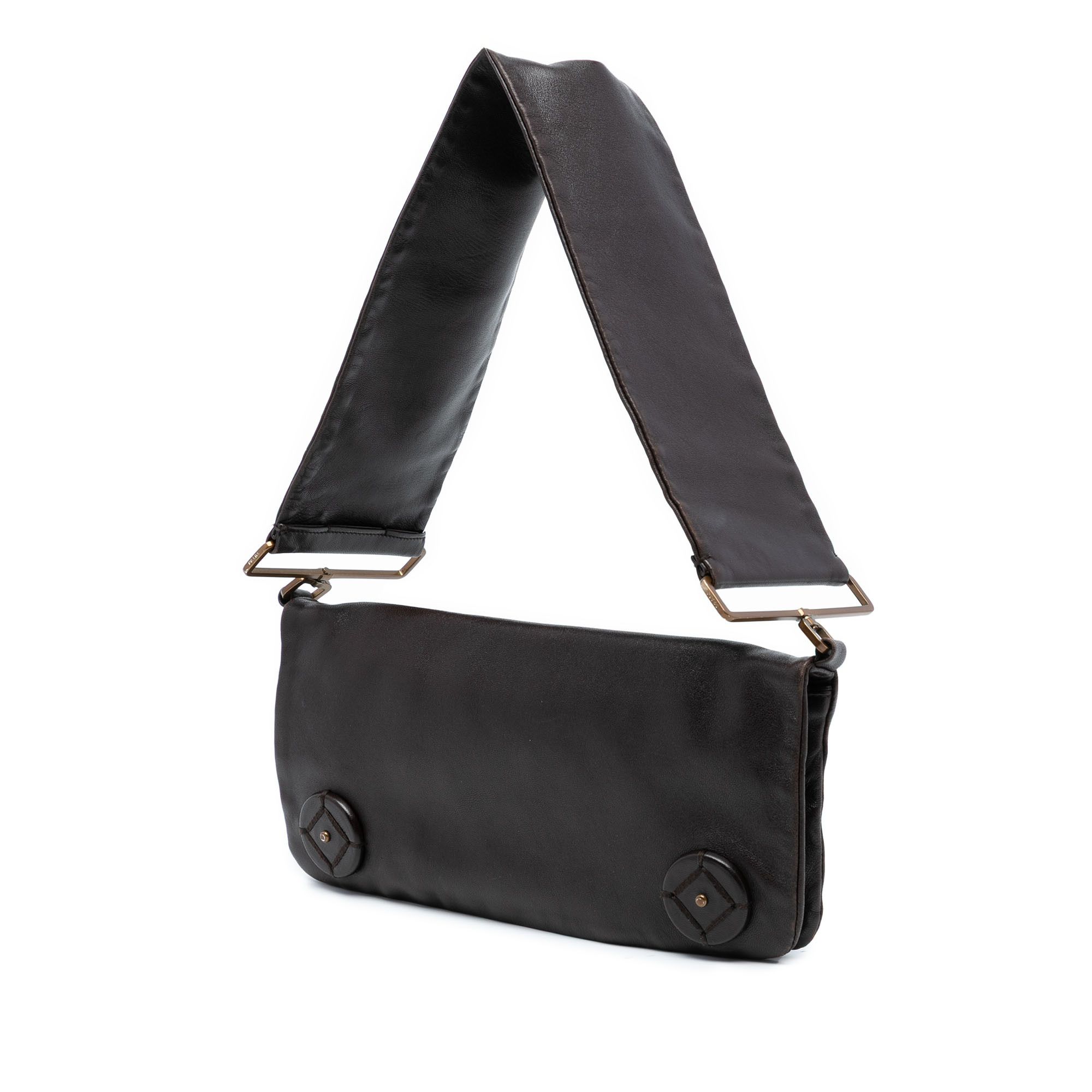 Prada Prada Leather Fold Over Shoulder Bag Size ONE SIZE - 2 Thumbnail