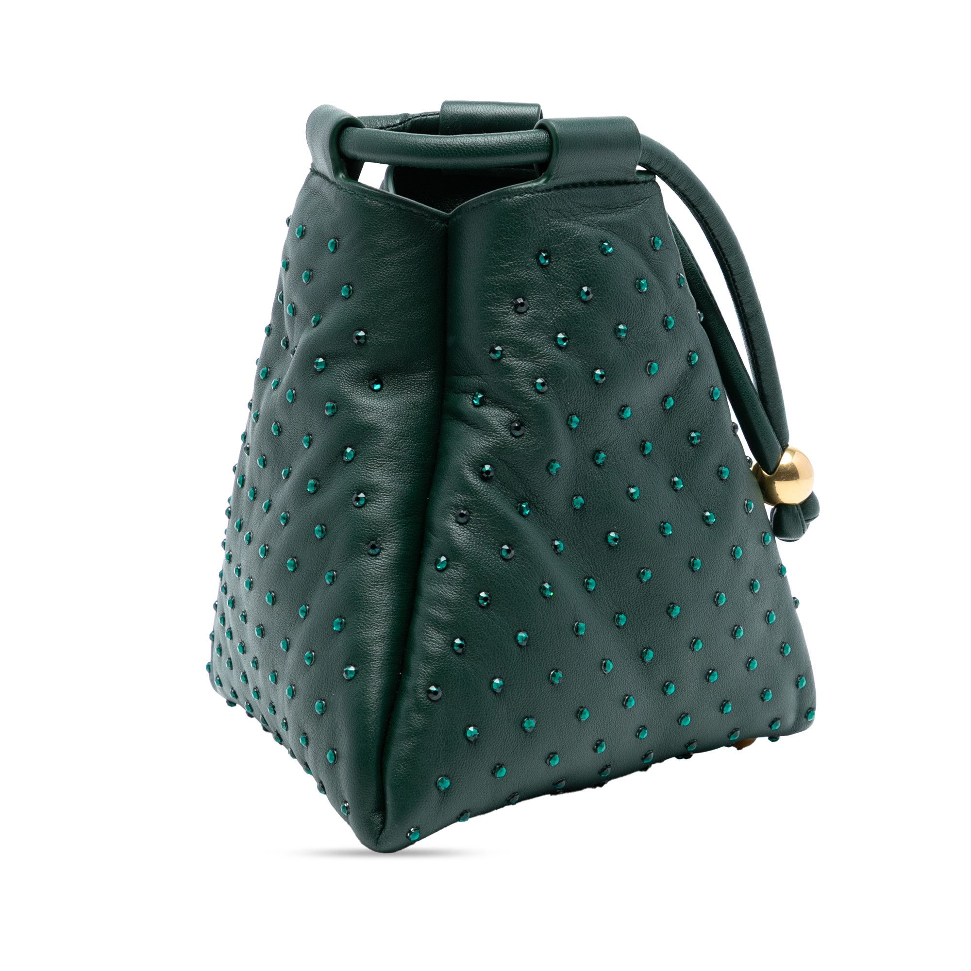 Bottega Veneta Bottega Veneta Mini Lambskin Crystal Embellished Triangle Handbag Size ONE SIZE - 2 Thumbnail