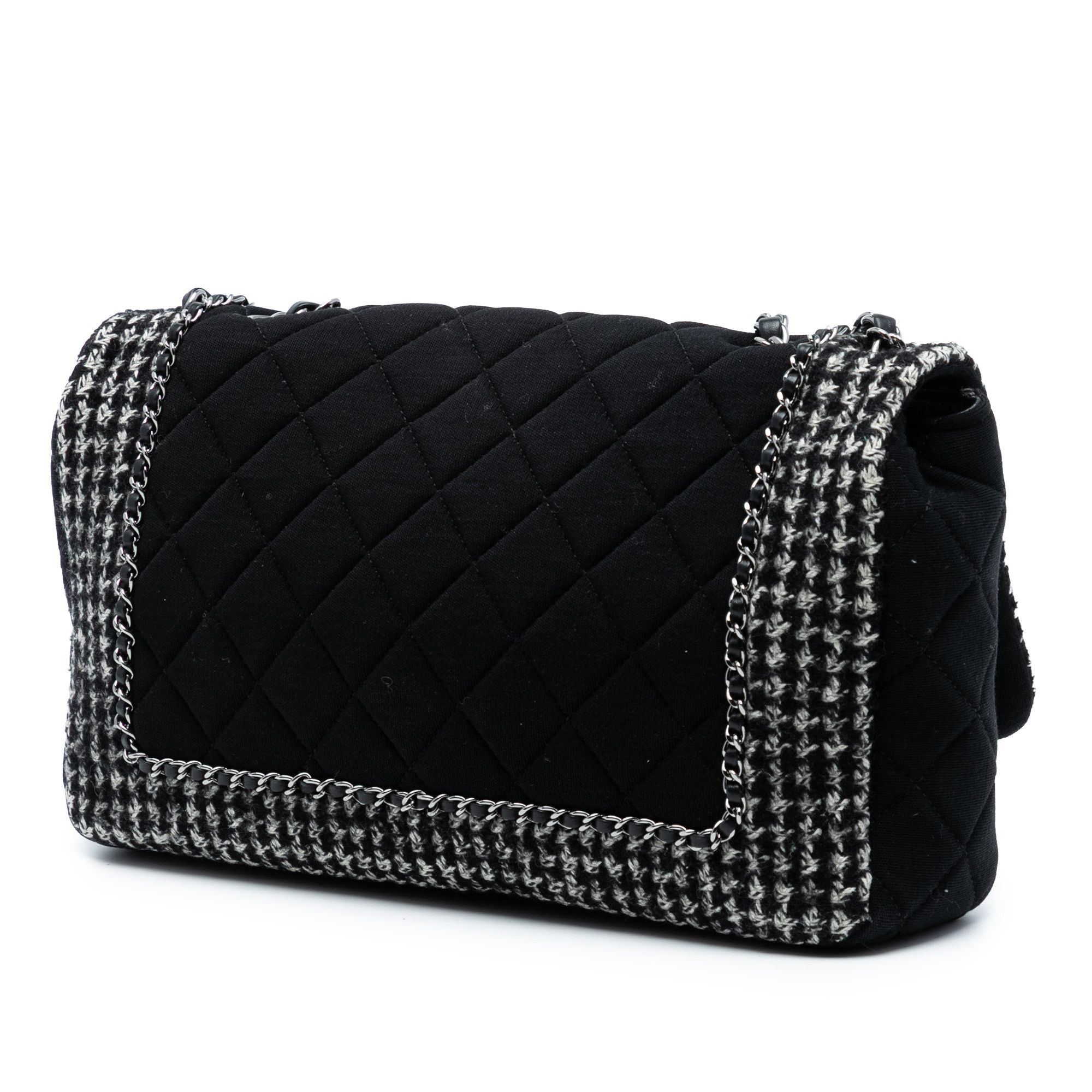 Chanel Chanel Jumbo CC Quilted Jersey and Tweed Chain Flap Size ONE SIZE - 2 Thumbnail