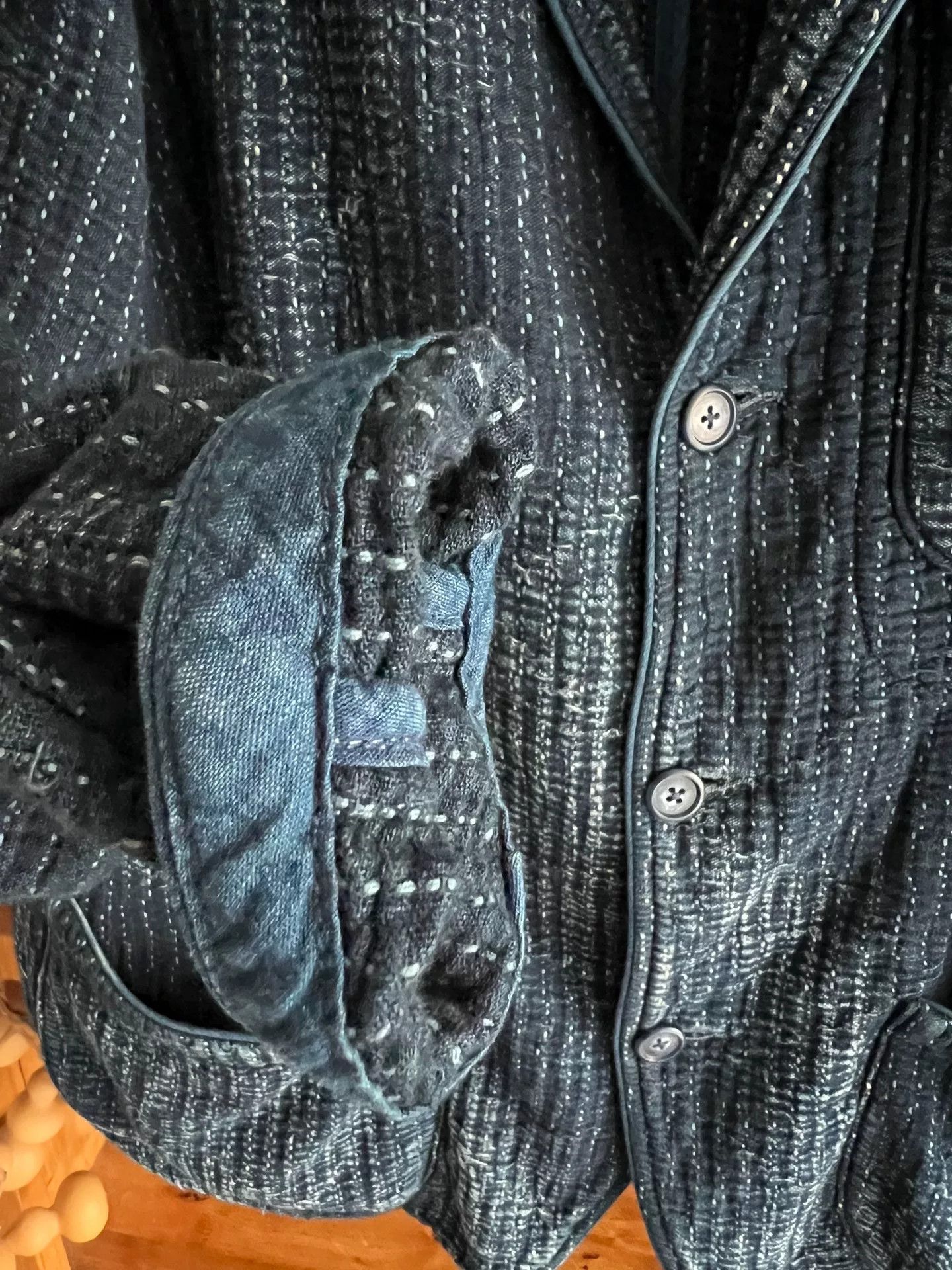 Porter Classic unique indigo dyed textured blazer jacket Size US M / EU 48-50 / 2 - 4 Thumbnail