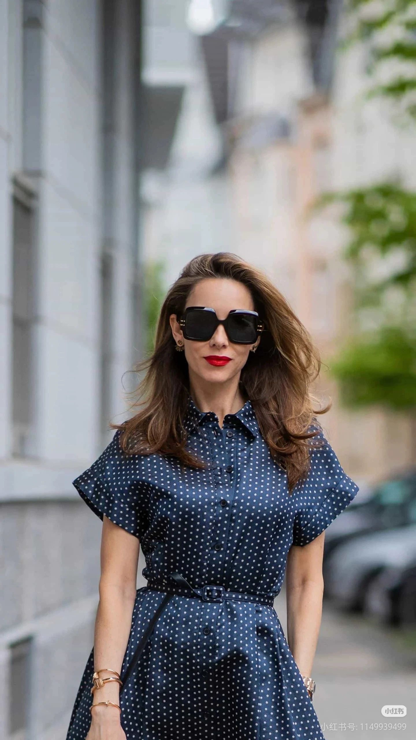 Dior navy polka dot silk dress by dior Size US 34 / EU 50 - 3 Thumbnail