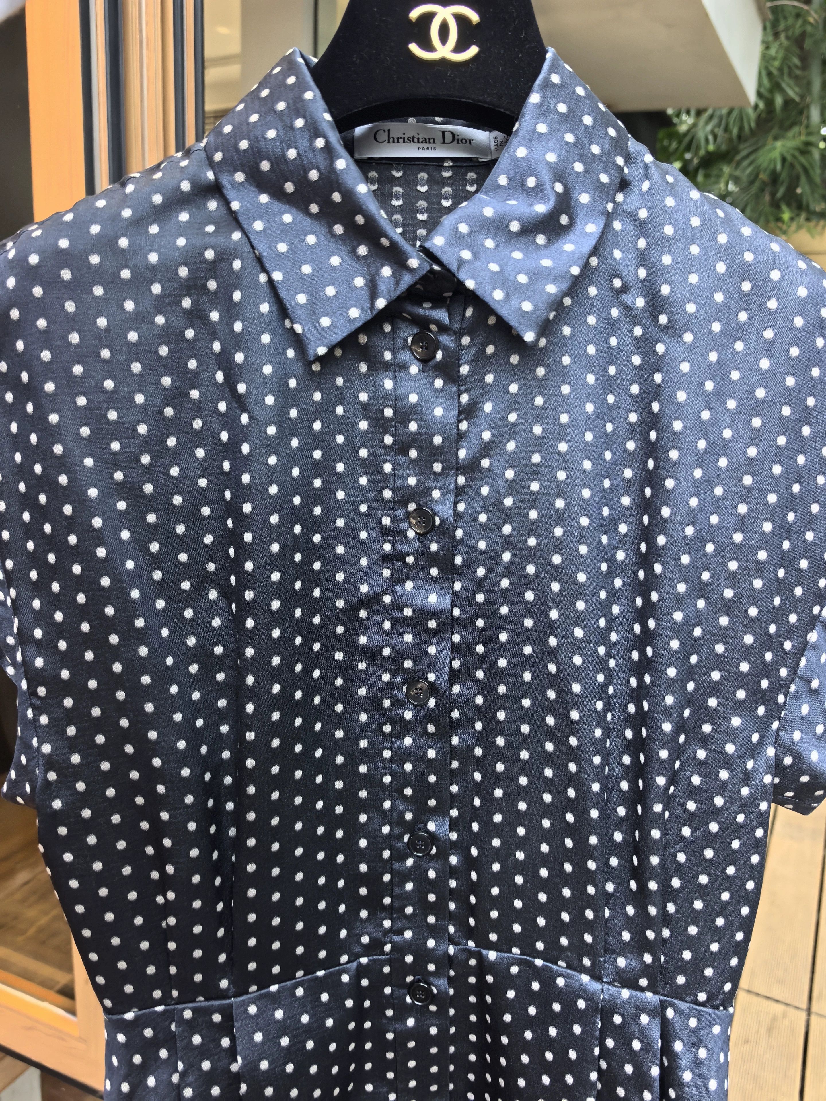 Dior navy polka dot silk dress by dior Size US 34 / EU 50 - 5 Thumbnail