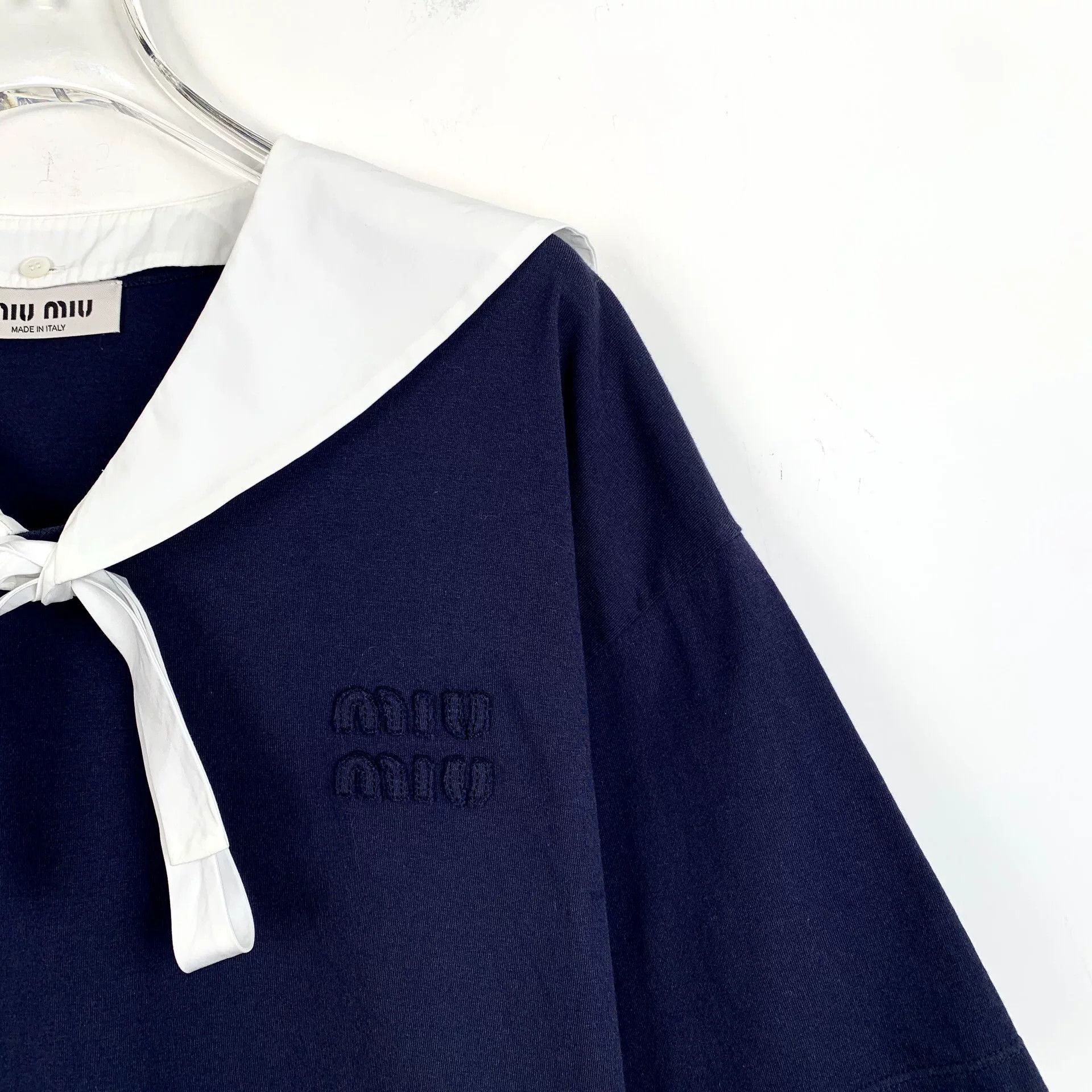 Miu Miu miu miu navy logo collar short sleeve t-shirt Size US S / EU 44-46 / 1 - 3 Thumbnail