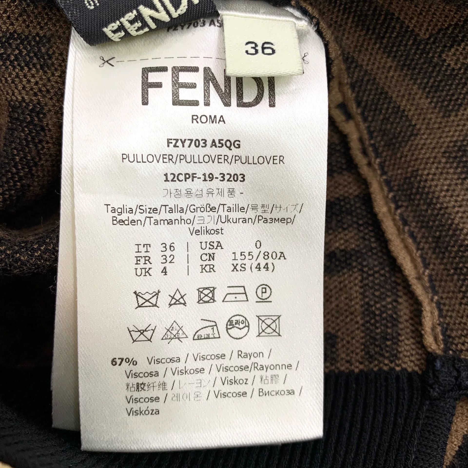 Fendi fendi brown logo long sleeve knit sweater Size US XS / EU 42 / 0 - 8 Thumbnail