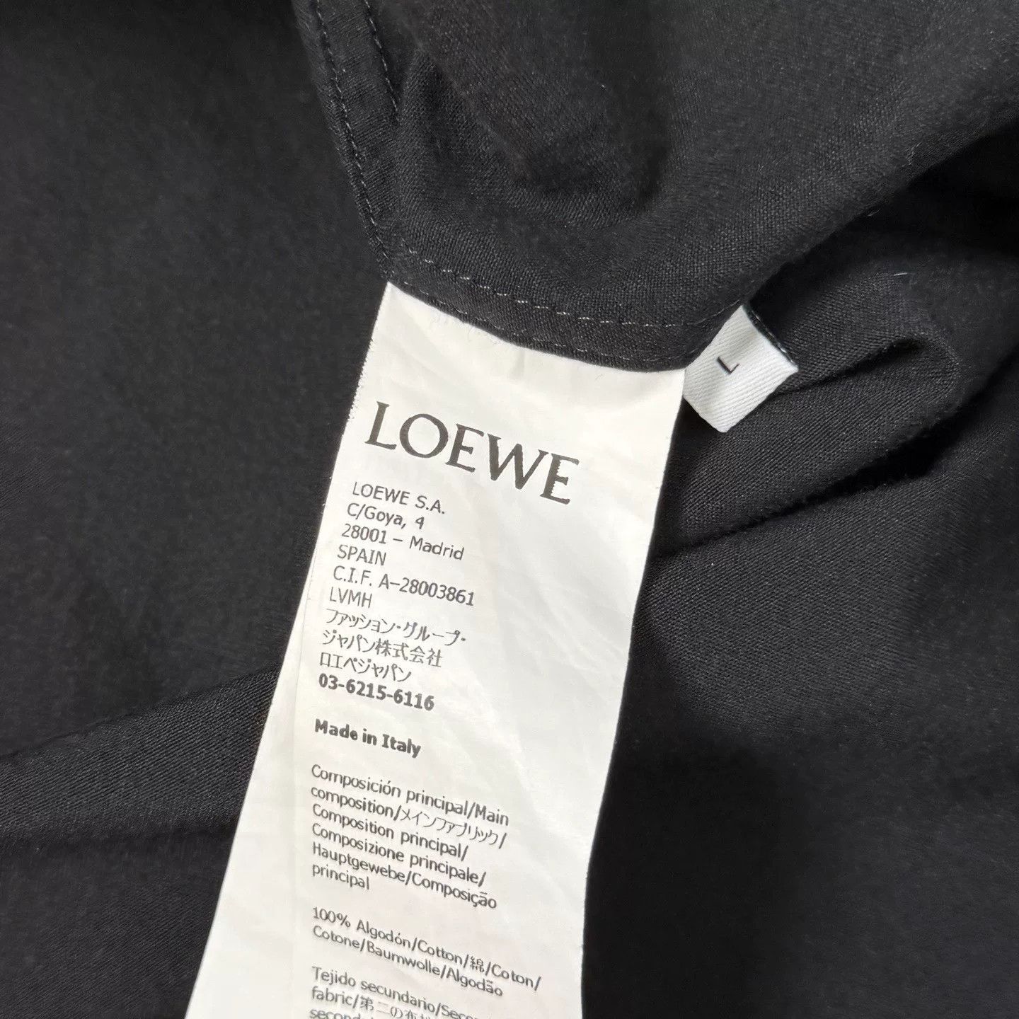 Loewe Loewe GM004989 Black Shirt L Size US L / EU 52-54 / 3 - 5 Thumbnail